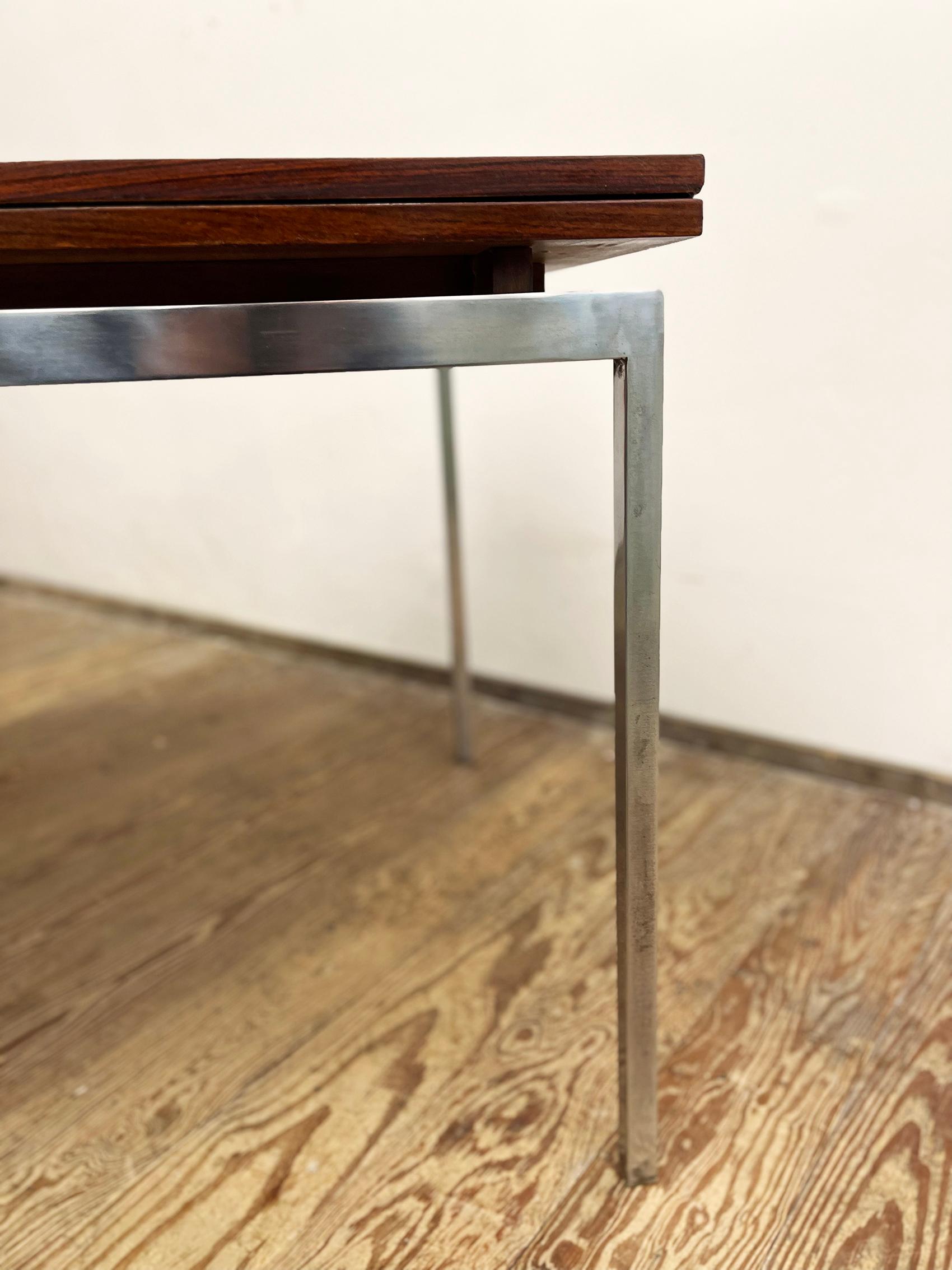 Mid-Century Modern German Extendable Dining Table in Rosewood with Chrome Frame 2
