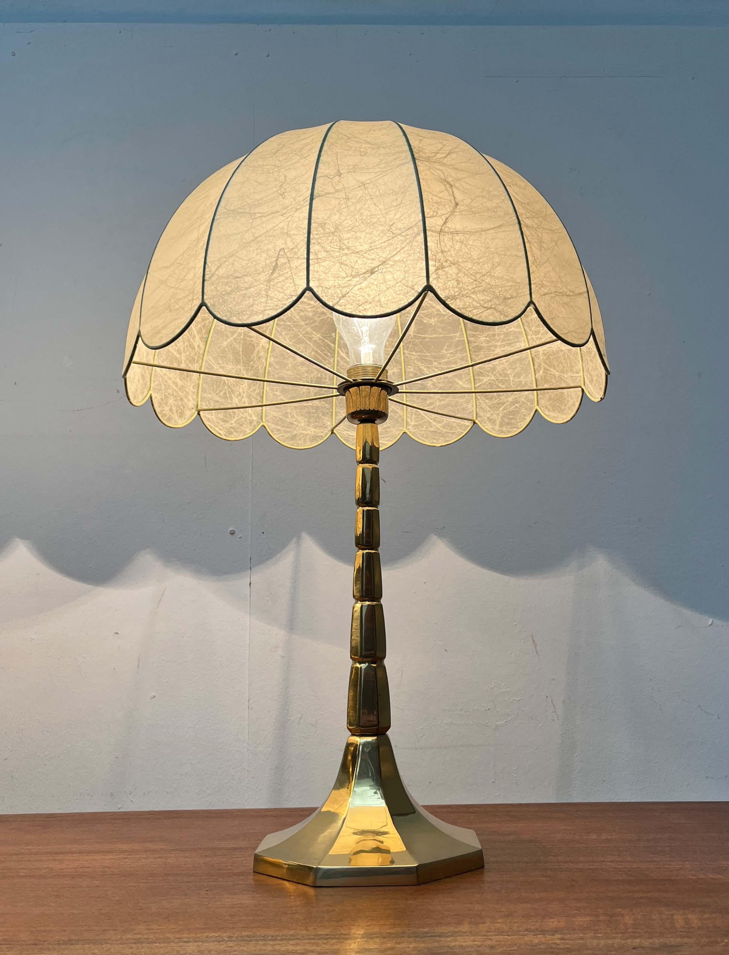Mid-Century Modern Deutsch Hollywood Regency Stil Messing Tischlampen Goldkant im Angebot 9