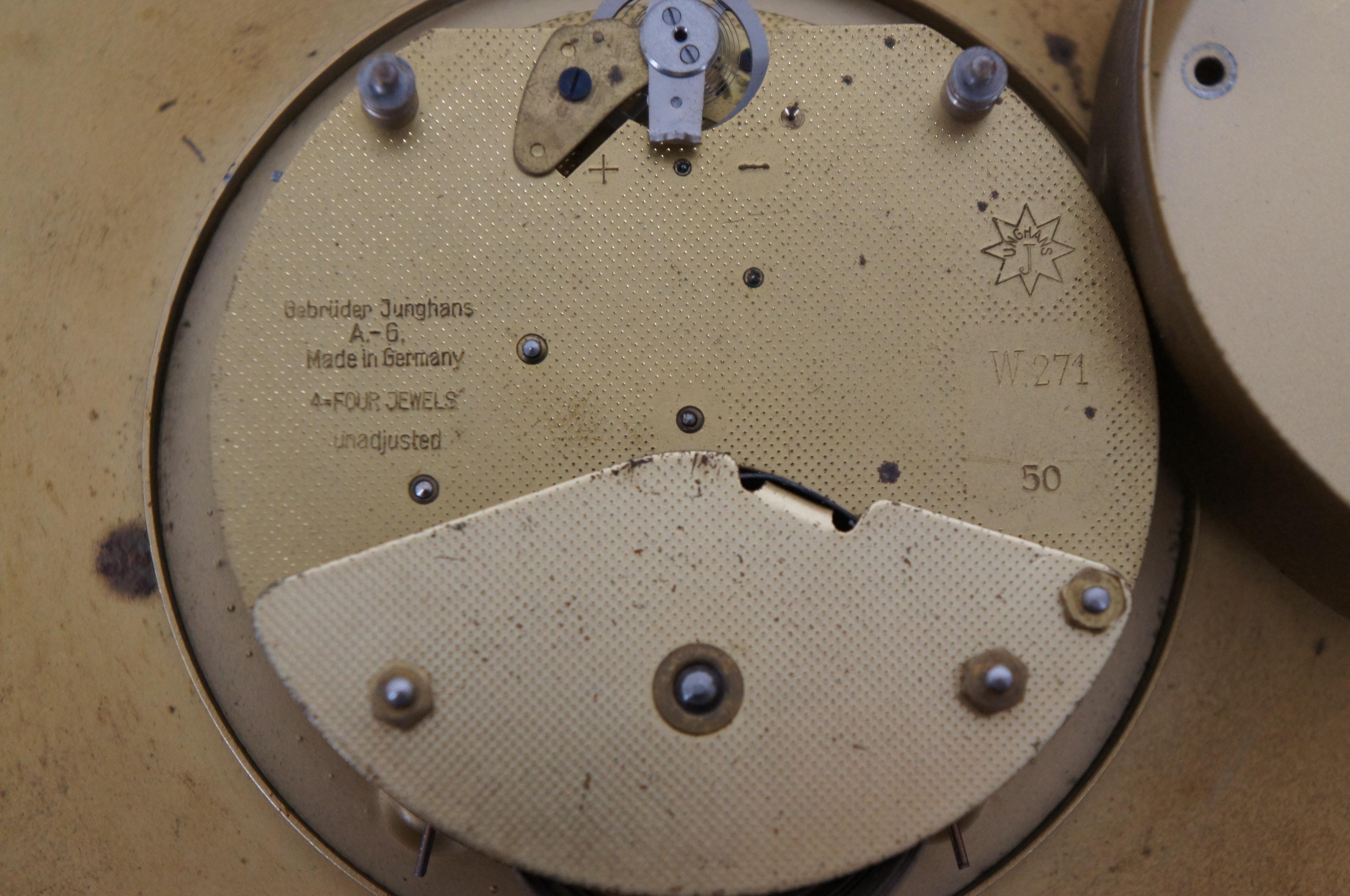 Mid Century Modern German Junghans Brass Leaf Sunburst Starburst Clock 17