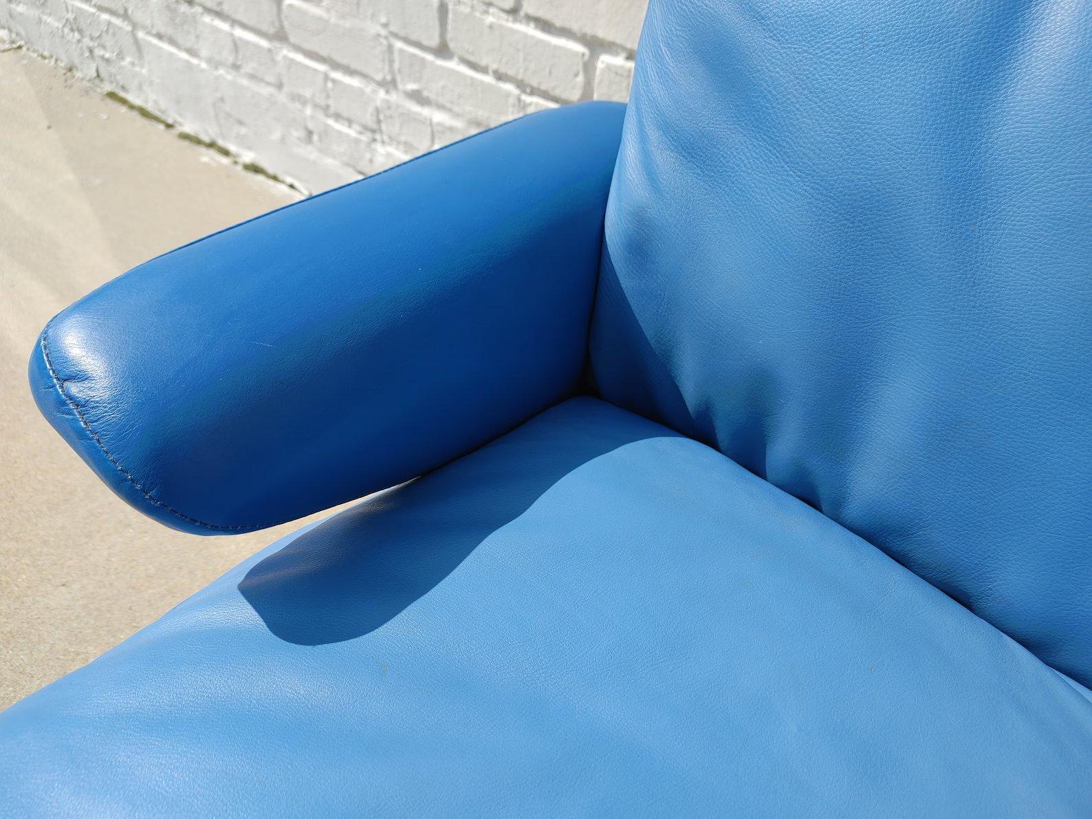 steel blue leather sofa