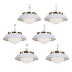 Five German Milk Glass Pendants