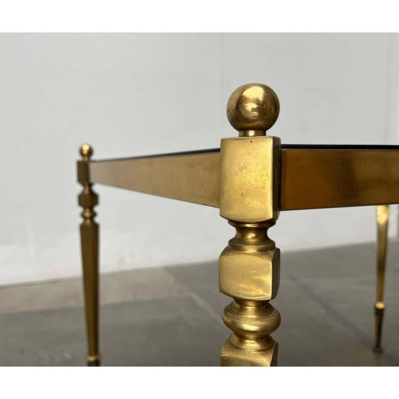 Tavolino neoclassico tedesco di metà secolo in ottone e vetro, anni '50 in vendita 10