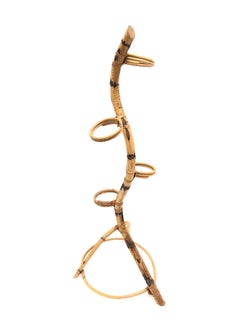 Mid-Century Modern German Plant Stand or Flower Pot Shelf, Rattan Bamboo, 1950s