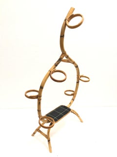 Mid-Century Modern German Plant Stand Rattan Bamboo Room Divider, 1950er Jahre