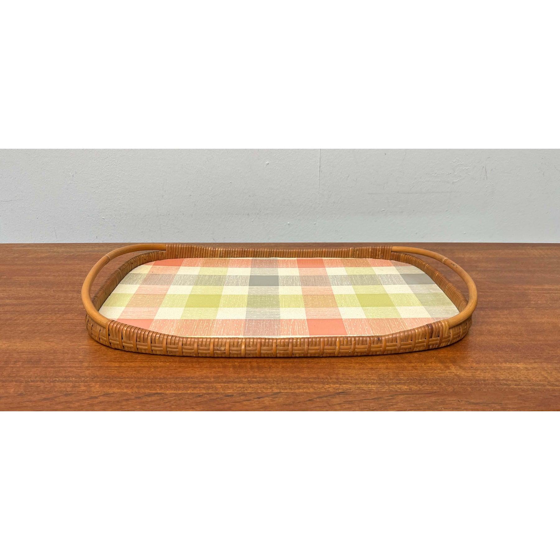 Mid-Century Modern German Rattan Tray, 1960s For Sale 2