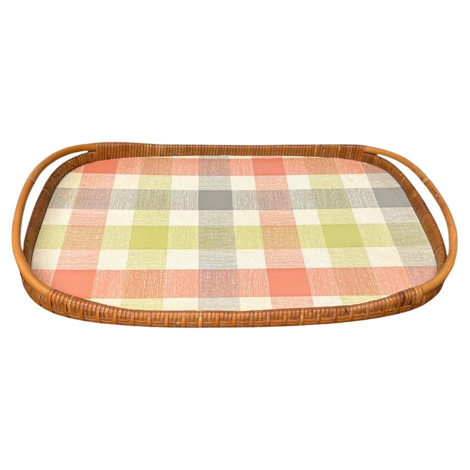 Mid-Century Modern German Rattan Tray, 1960s For Sale