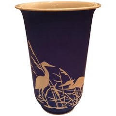 Mid-Century Modern German Rosenthal Porcelain Vase in Blue