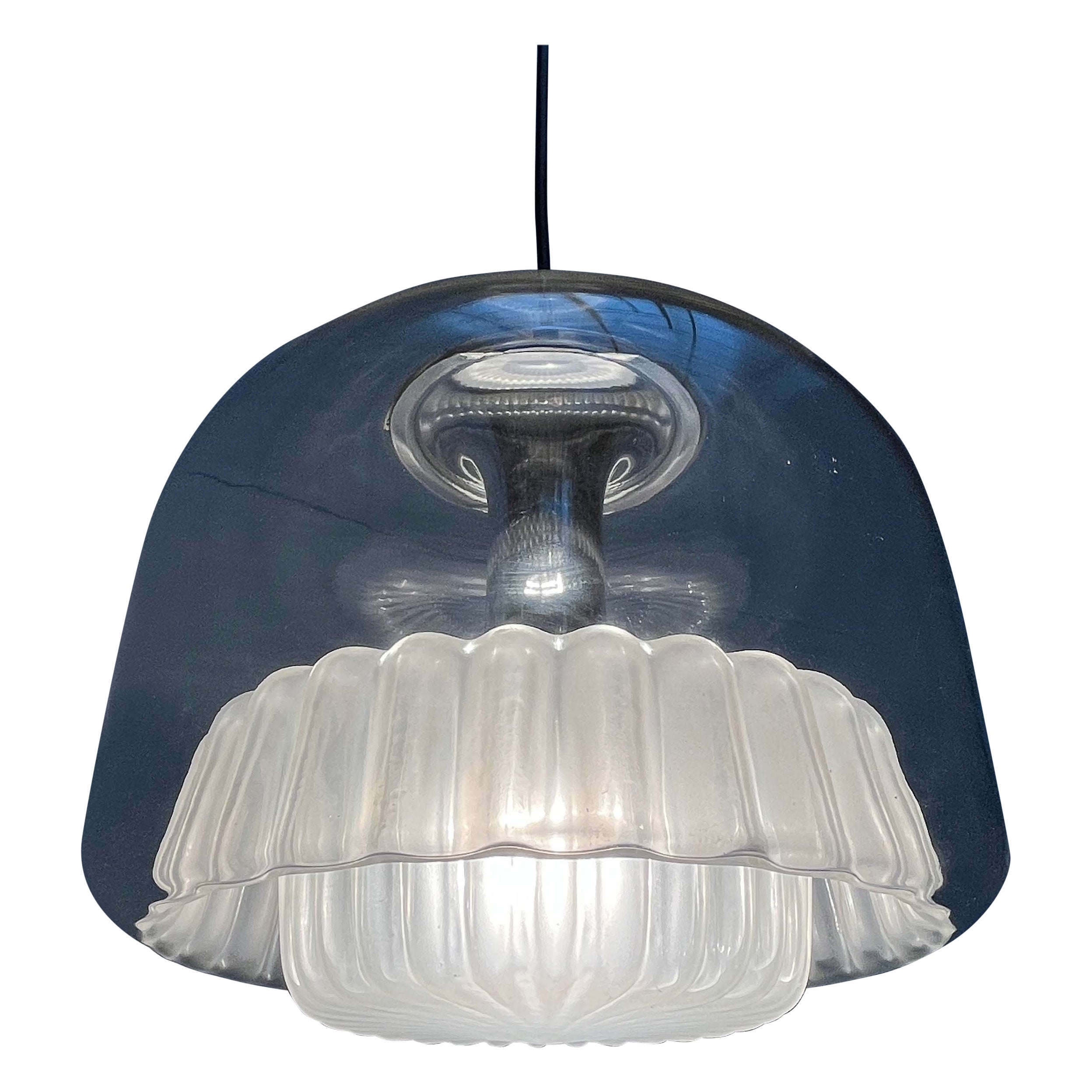 Mid-Century Modern German Space Age Glass Pendant Lamp Peill 
Putzler, 1960s For Sale