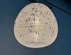 Mid-Century Modern German Space Age Glass Pendant Lamp with Red Paint Splashes