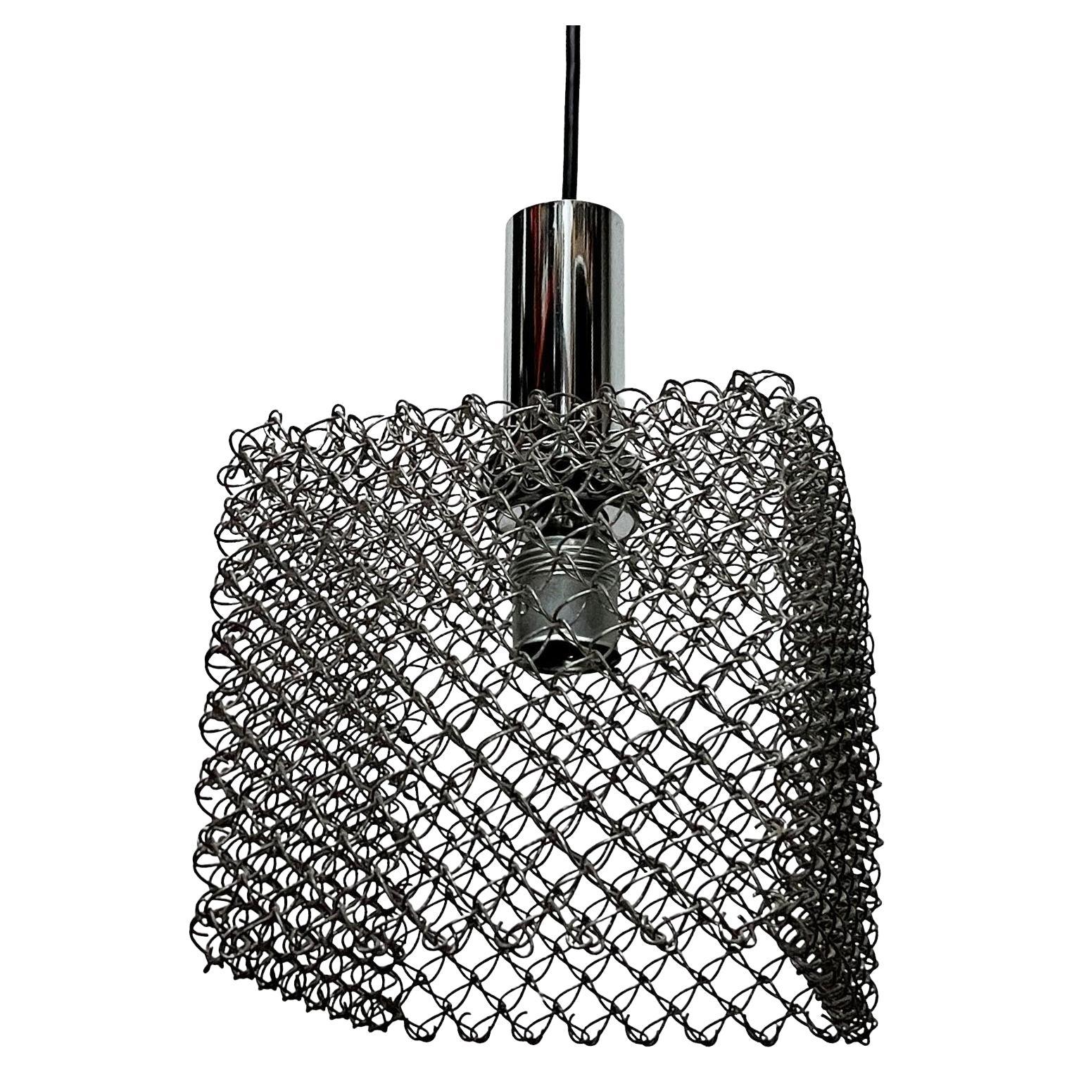 Lampada a sospensione a forma di cubo in rete della Modern Age tedesca, anni '60