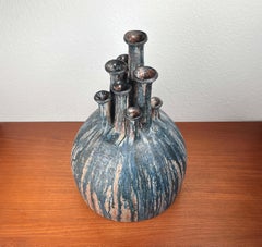 Mid-Century Modern German Studio Pottery Brutalist Vase by Gerhard Liebenthron