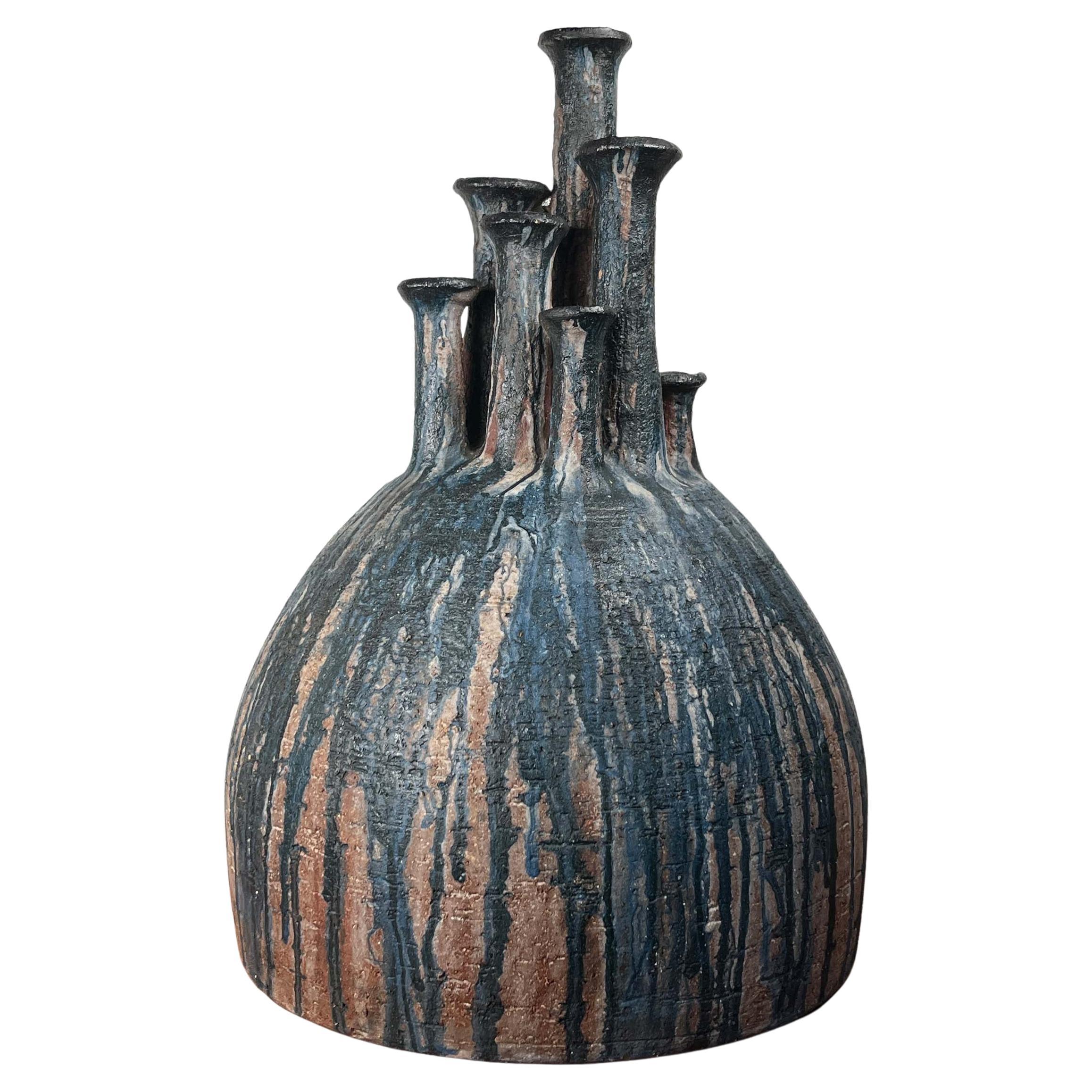 Mid-Century Modern German Studio Pottery Brutalist Vase by Gerhard Liebenthron