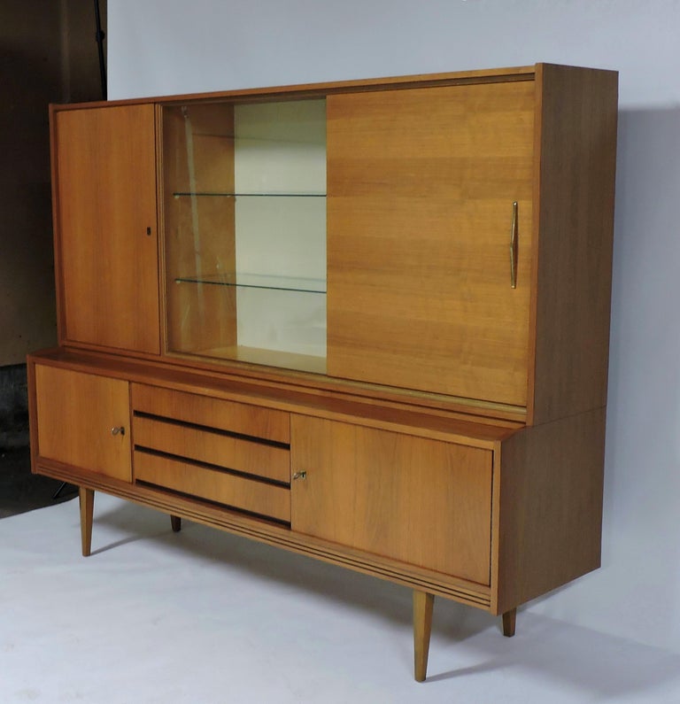 MidCentury Modern German Teak Credenza with Hutch Munker Modell Danish