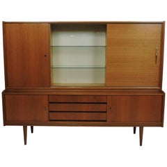 Mid-Century Modern German Teak Credenza with Hutch Munker Modell Danish Style