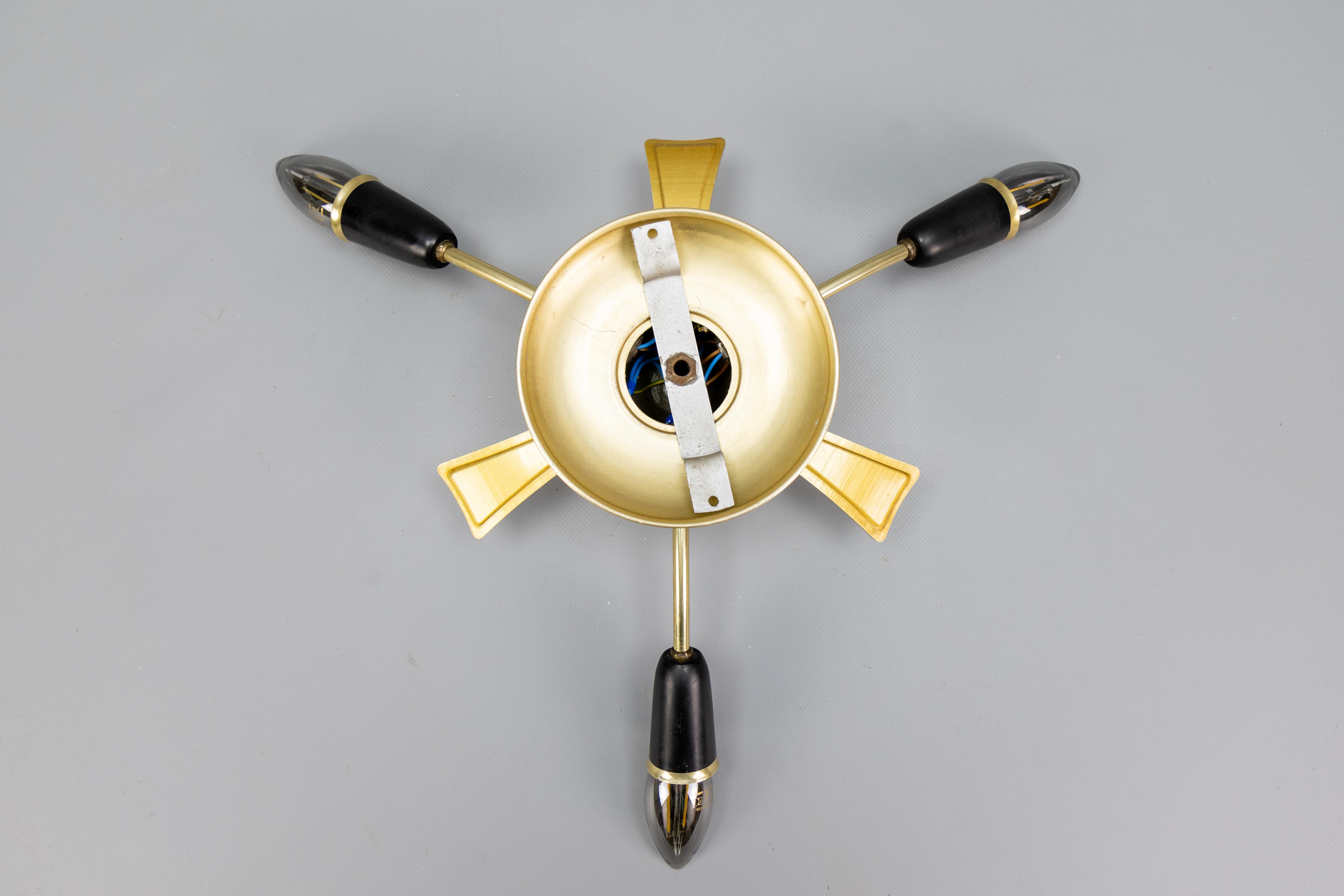 Sputnik Modern tedesco a tre bracci in nero e oro, anni '50 in vendita 7