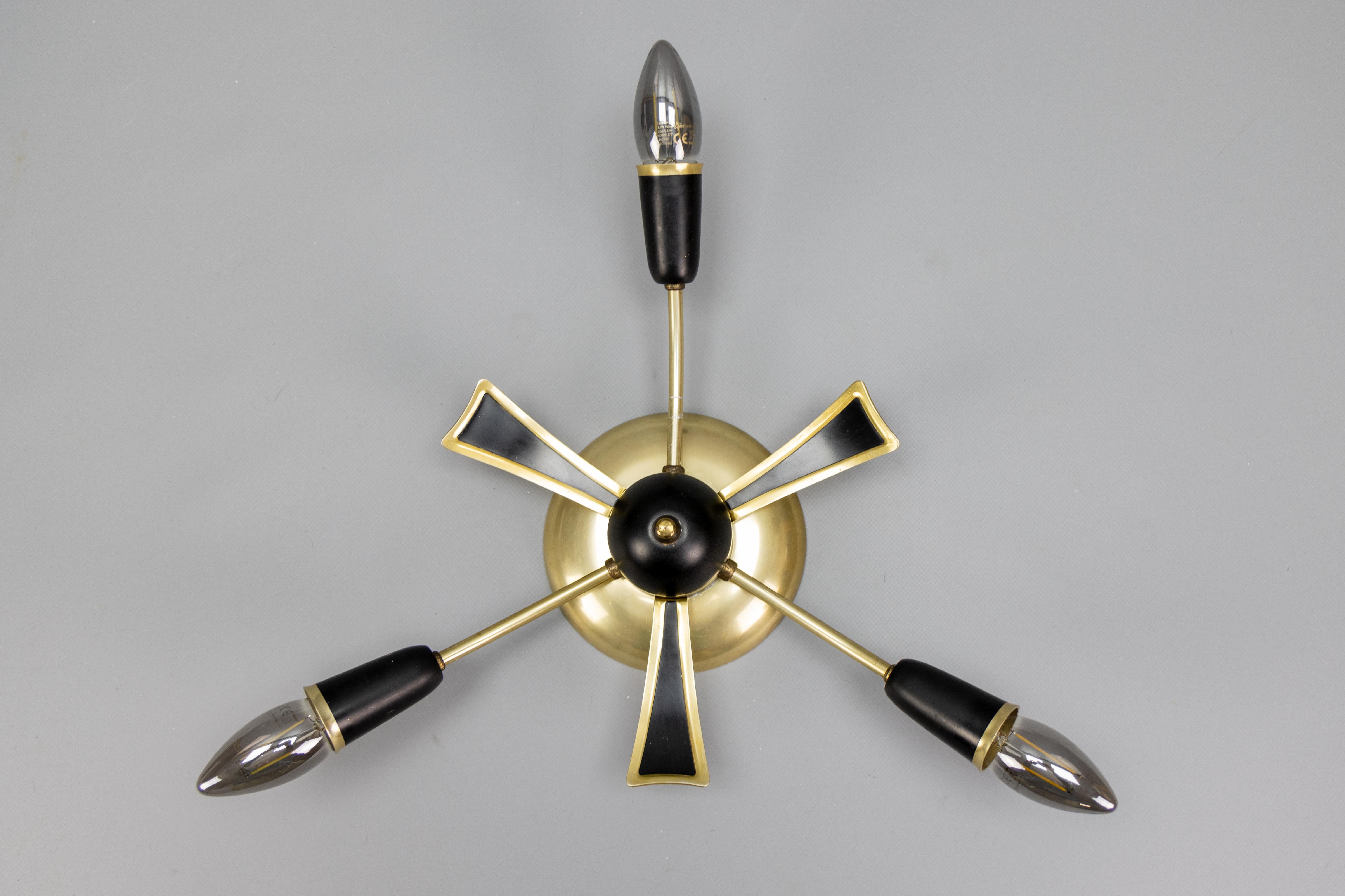 Sputnik Modern tedesco a tre bracci in nero e oro, anni '50 in vendita 11