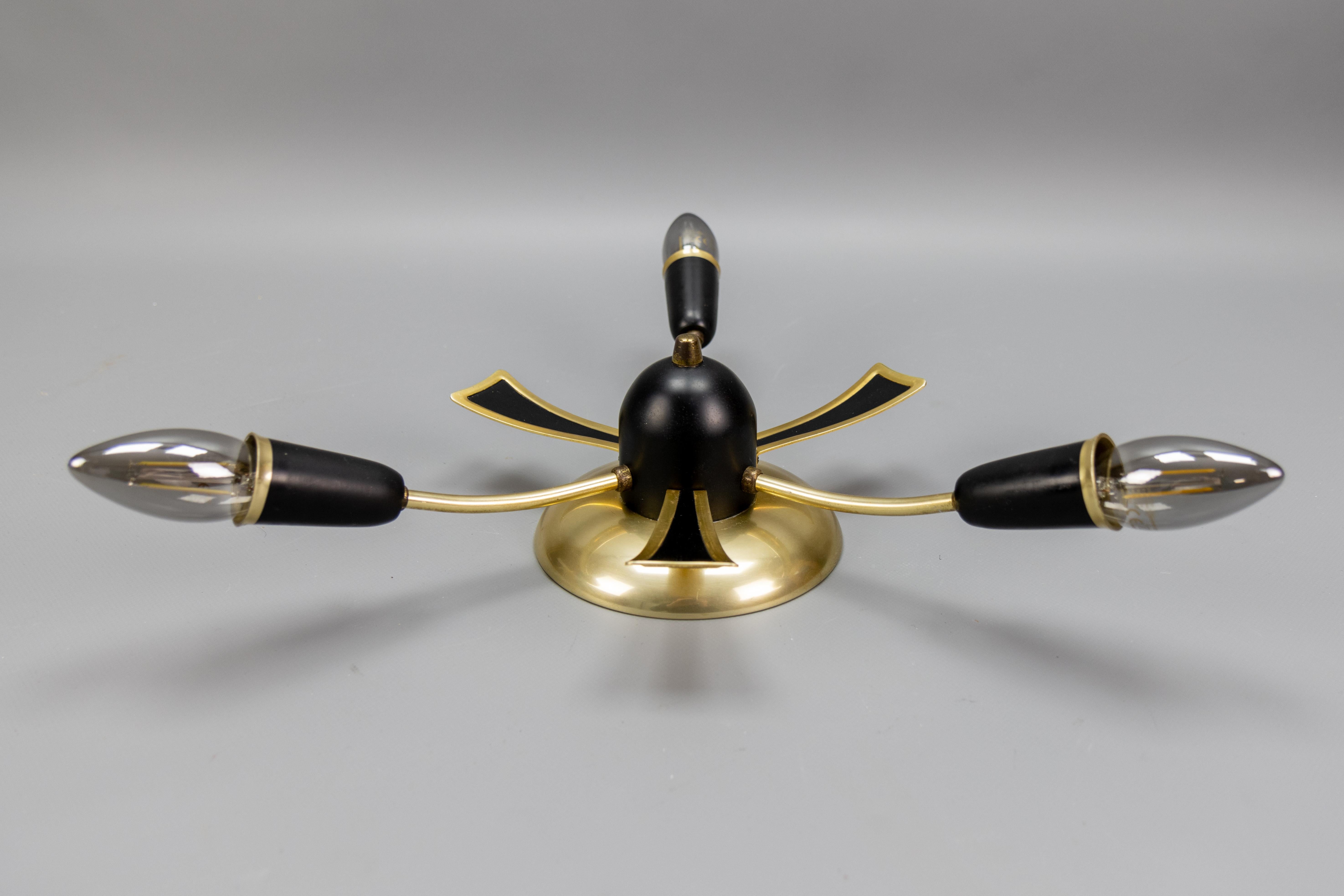 Sputnik Modern tedesco a tre bracci in nero e oro, anni '50 in vendita 2