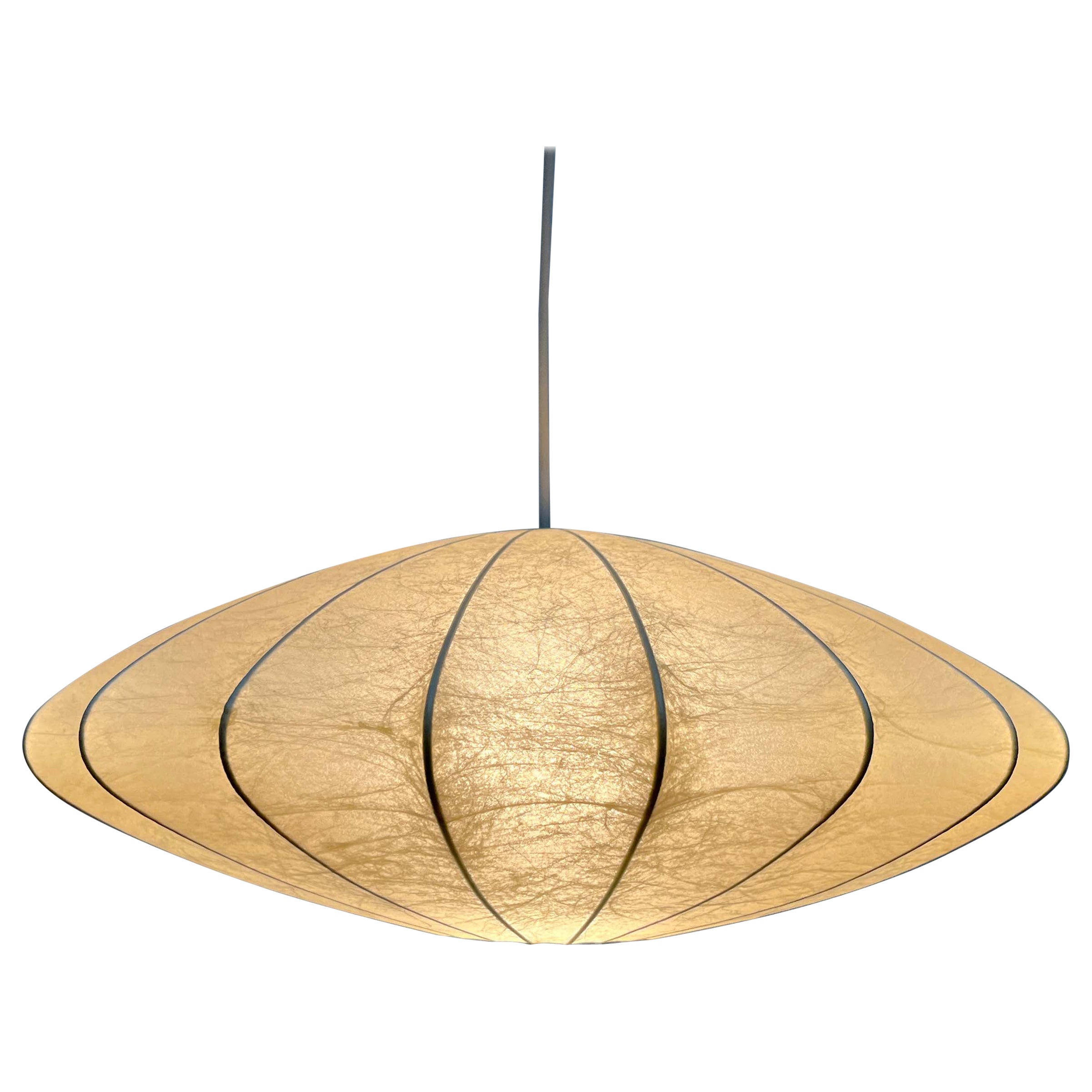 Mid-Century Modern German UFO Cocoon Pendant Lamp Friedel Wauer Goldkant 1960s