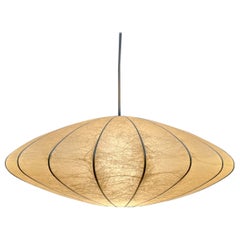 Mid-Century Modern German UFO Cocoon Pendant Lamp Friedel Wauer Goldkant 1960s
