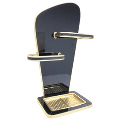 Mid-Century Modern German Umbrella Stand Wood and Brass, 1950s
