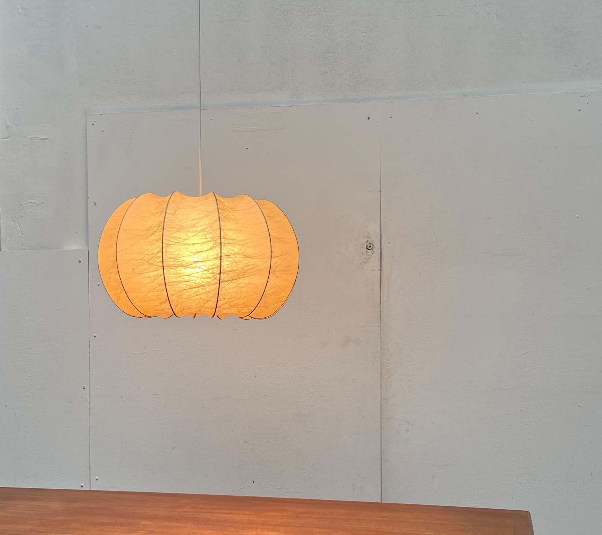 Mid-Century Modern German Velate Cocoon Pendant Lamp Friedel Wauer Goldkant For Sale 6