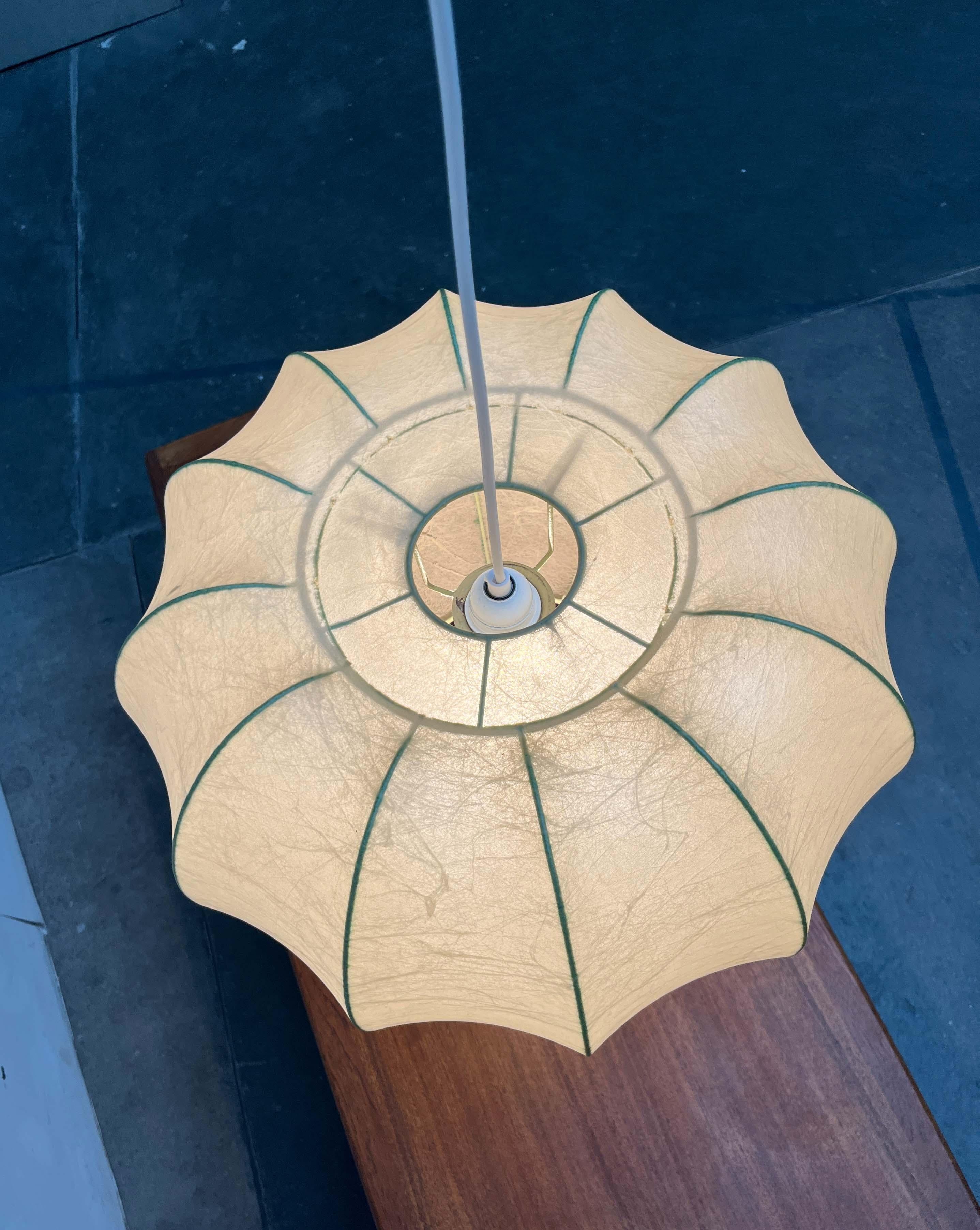 Mid-Century Modern German Velate Cocoon Pendant Lamp Friedel Wauer Goldkant In Good Condition For Sale In Hamburg, DE