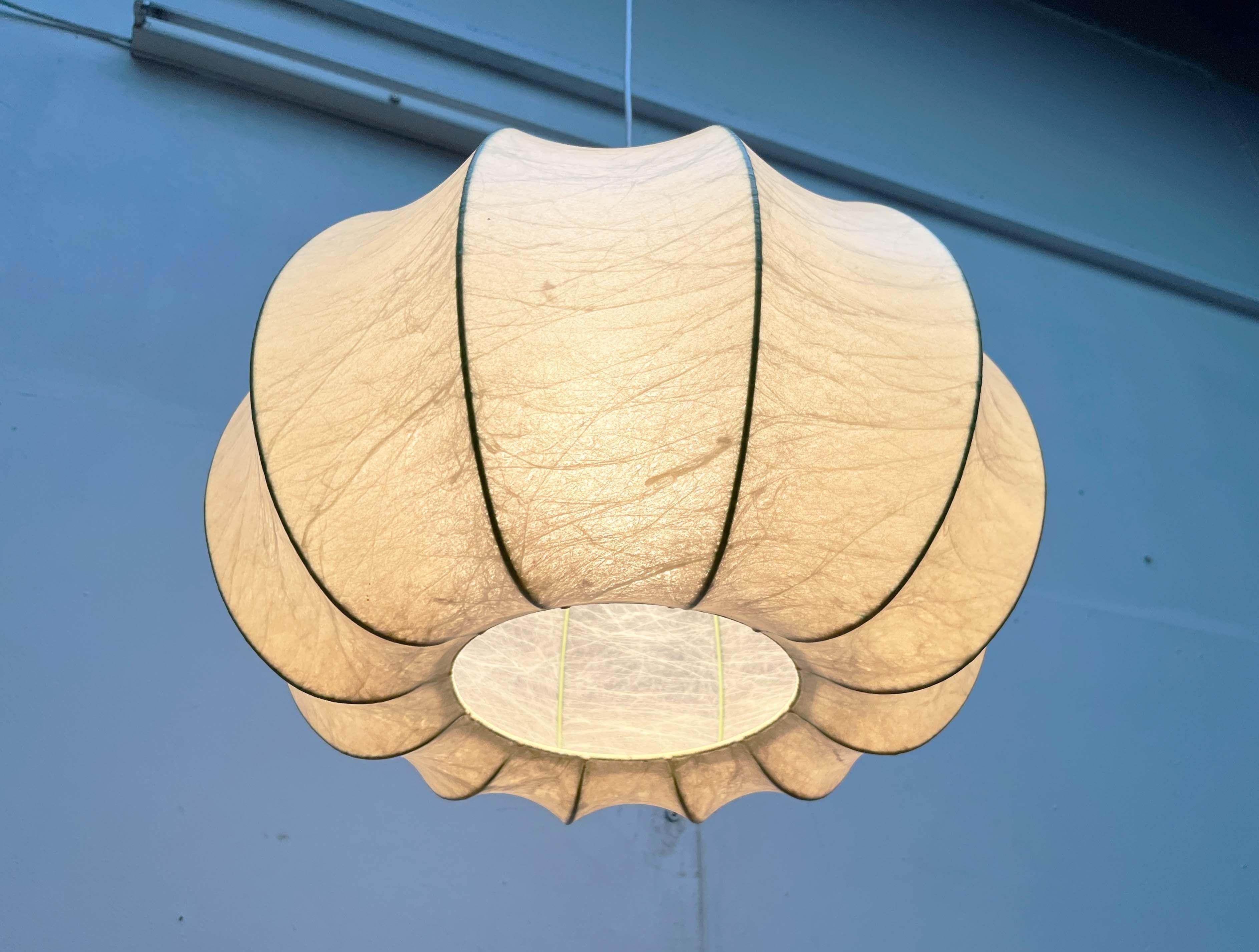 Mid-20th Century Mid-Century Modern German Velate Cocoon Pendant Lamp Friedel Wauer Goldkant For Sale