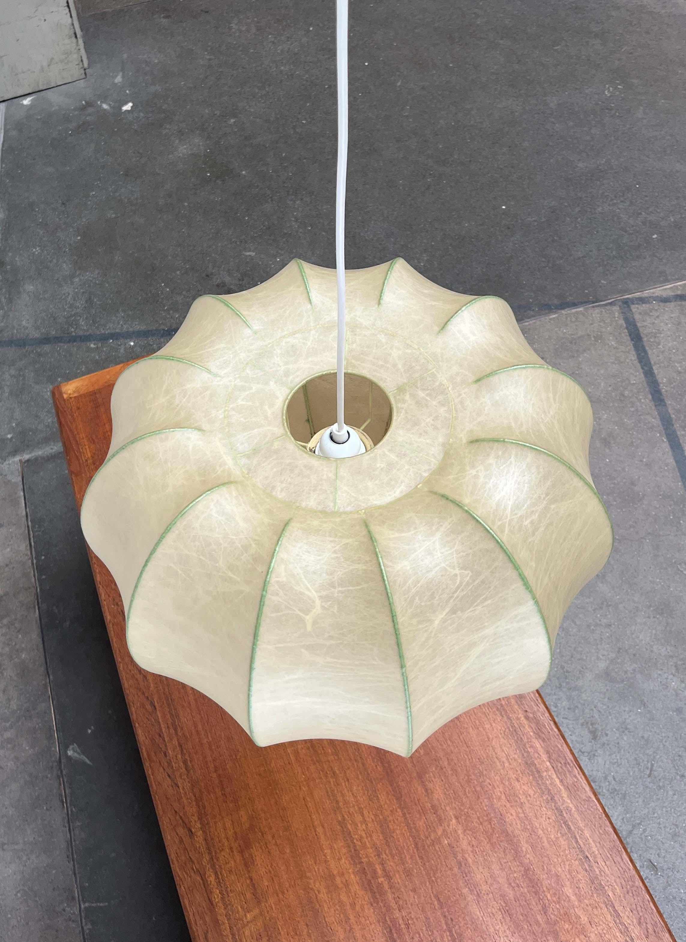 Metal Mid-Century Modern German Velate Cocoon Pendant Lamp Friedel Wauer Goldkant For Sale