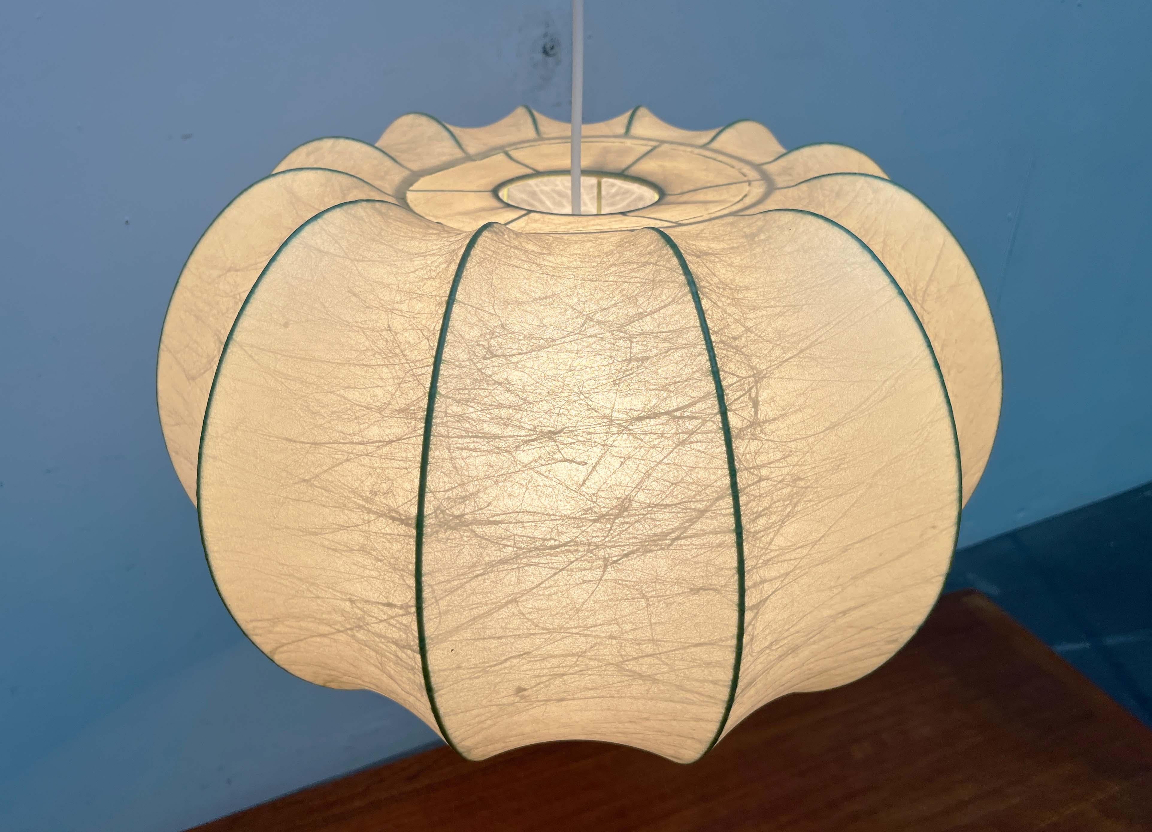 Mid-Century Modern German Velate Cocoon Pendant Lamp Friedel Wauer Goldkant For Sale 1