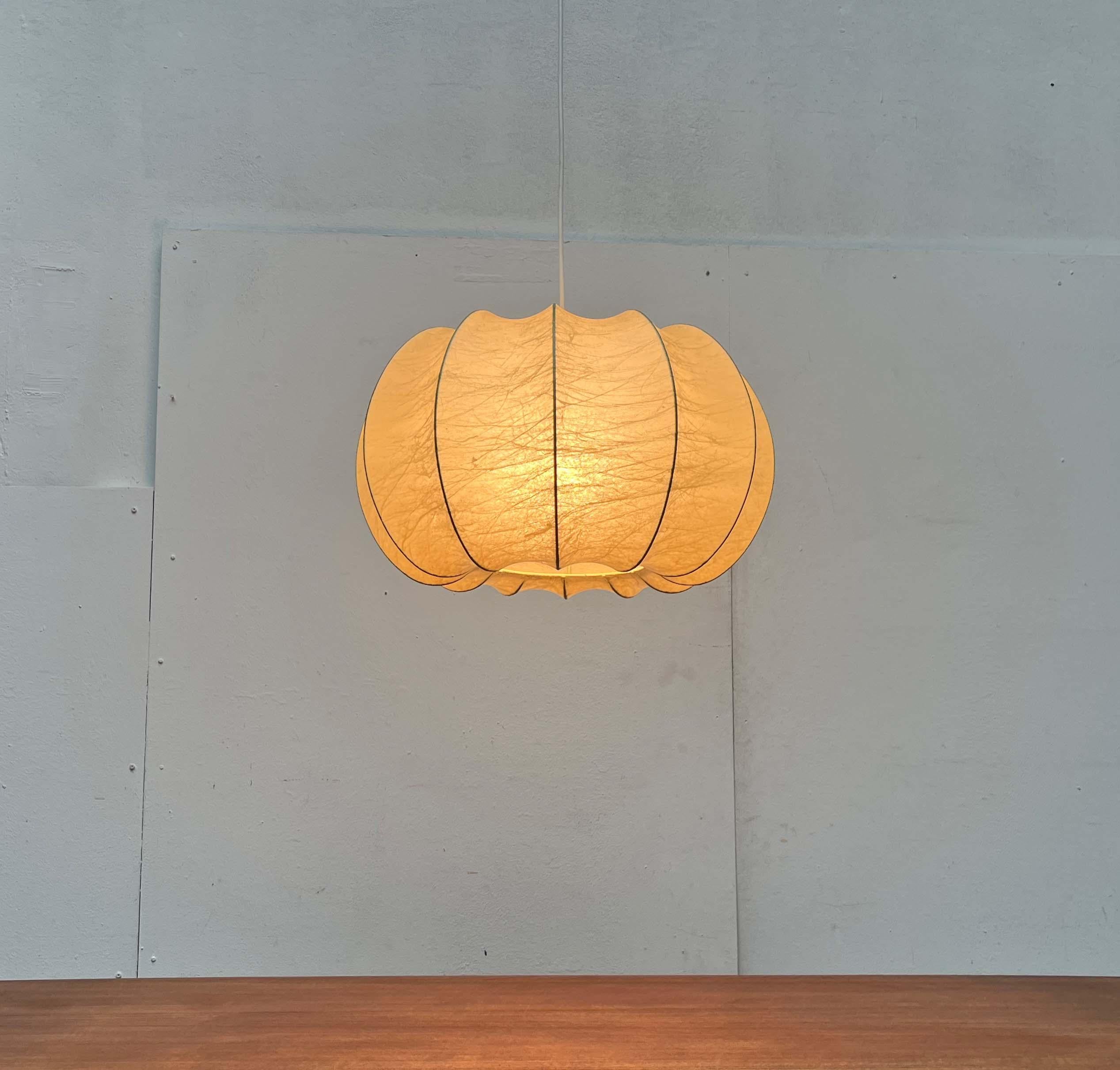 Mid-Century Modern German Velate Cocoon Pendant Lamp Friedel Wauer Goldkant For Sale 2