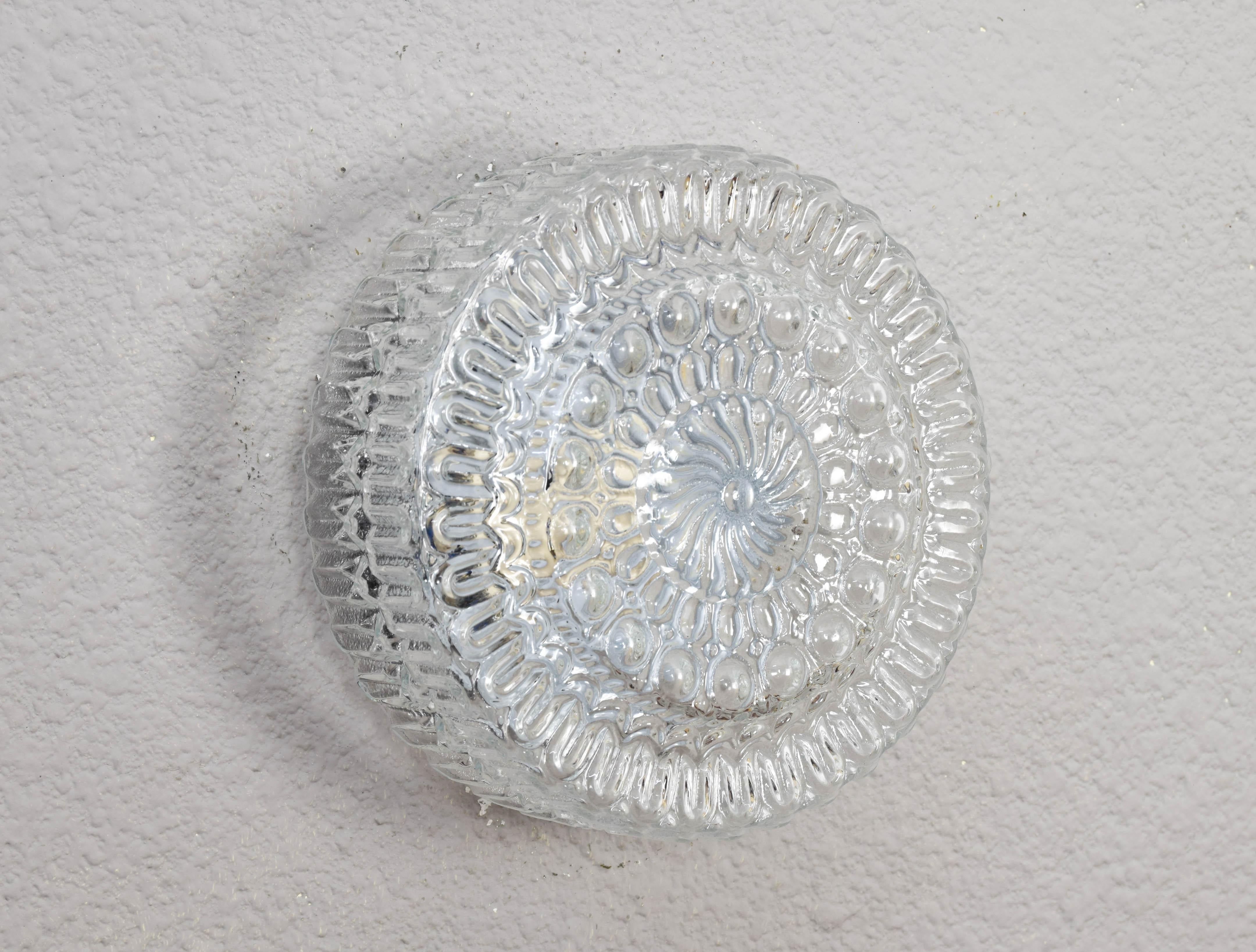 Mid Century Modern Germany Cut Glass Flush Mount or Sconce 60s In Good Condition For Sale In Escalona, Toledo