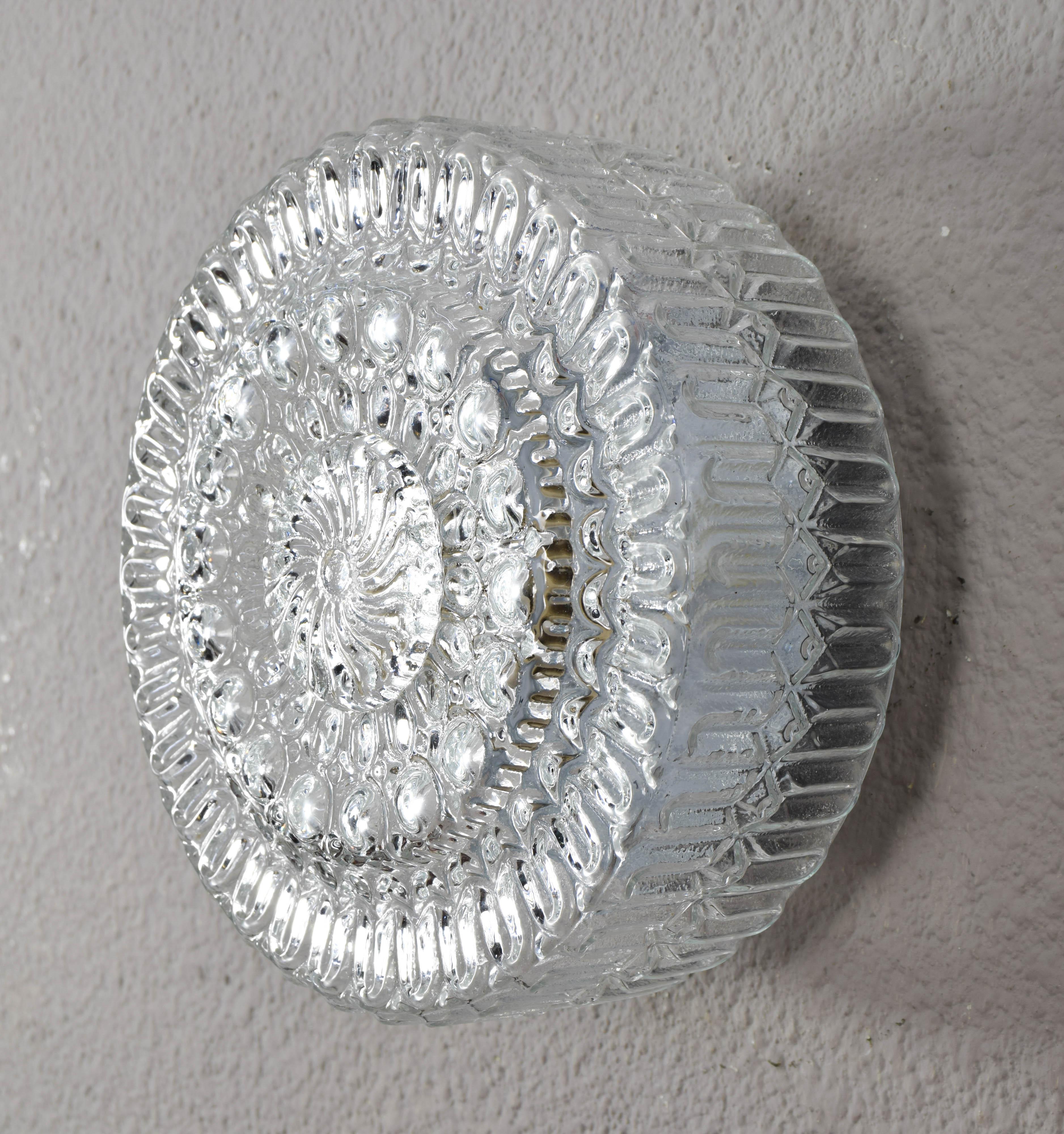 Mid Century Modern Germany Cut Glass Flush Mount or Sconce 60s For Sale 4