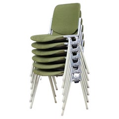 Mid-Century Modern Giancarlo Piretti Chairs for Castelli in Forest Green Fabric