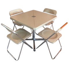 Mid-Century Modern Giancarlo Piretti for Castelli Plia Table and 4 Chair Set