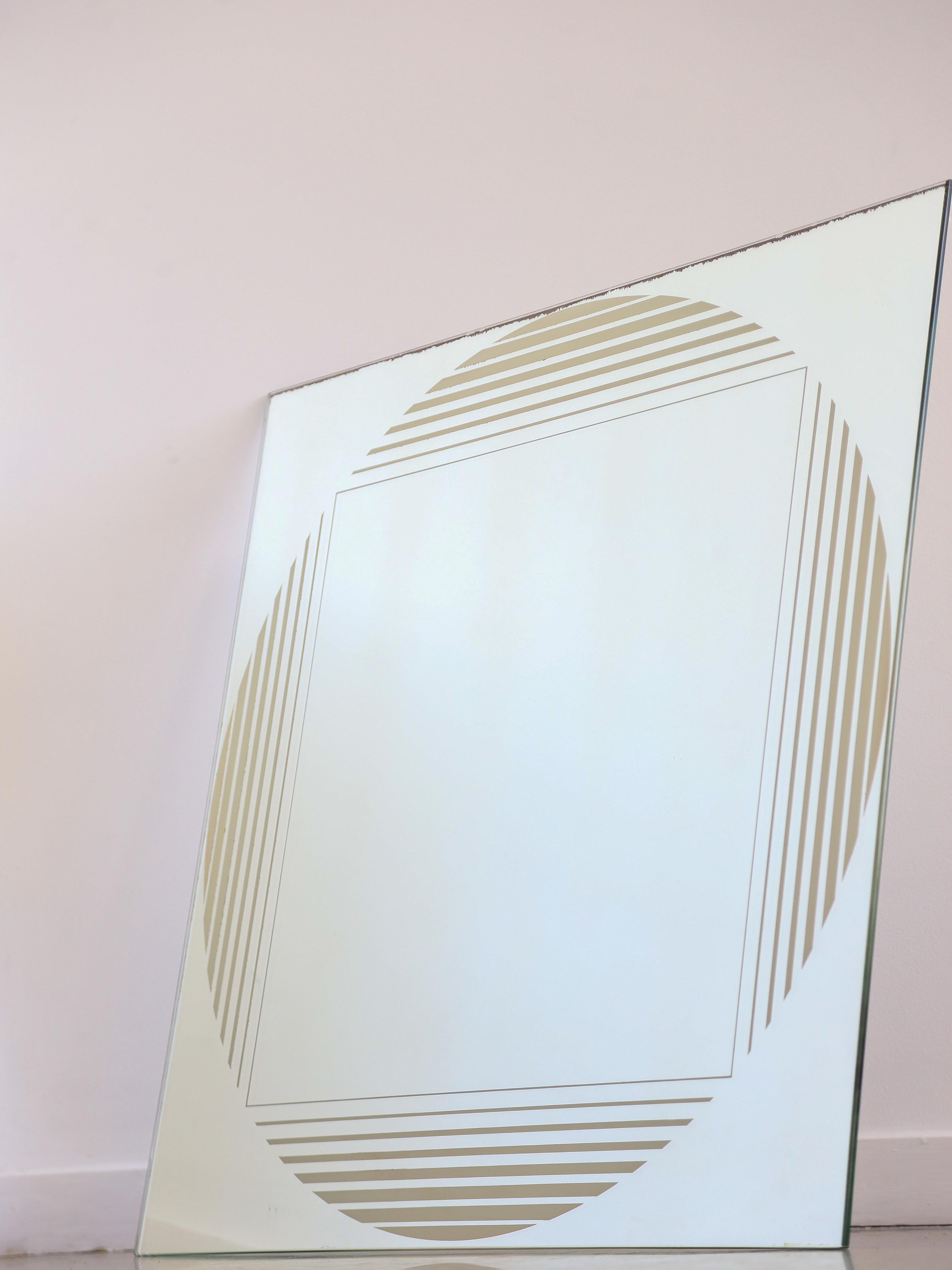 Mid-Century Modern Mid Century Modern Gianni Celada for Fontana Arte Square Wall Mirror  For Sale