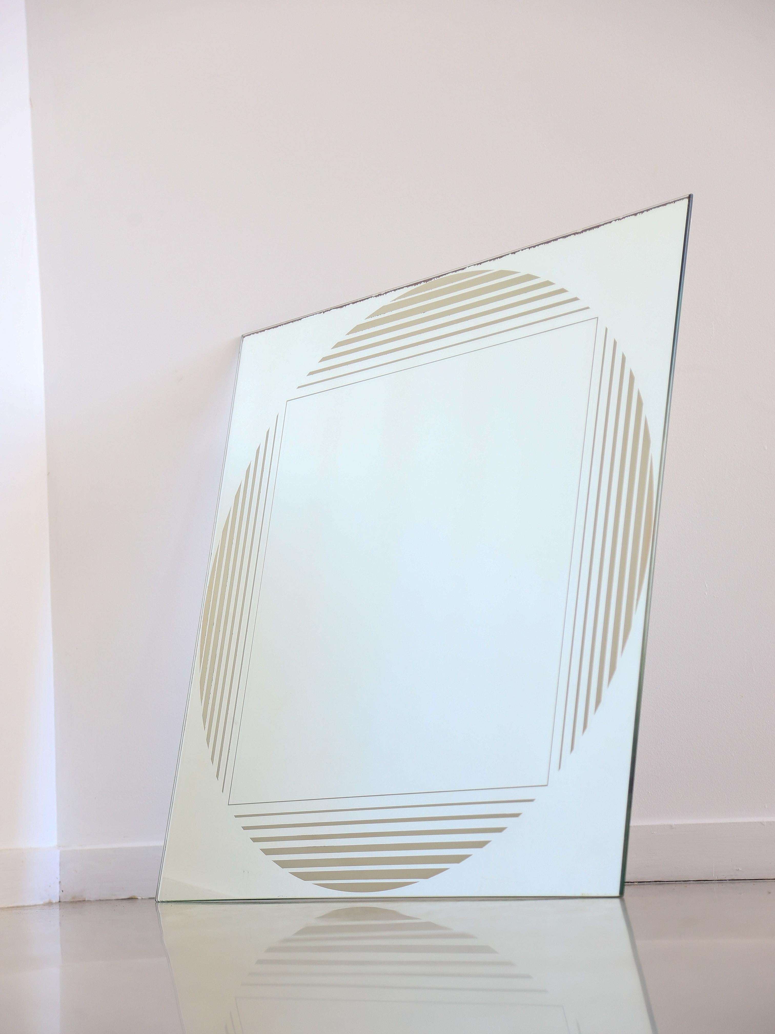 Italian Mid Century Modern Gianni Celada for Fontana Arte Square Wall Mirror  For Sale