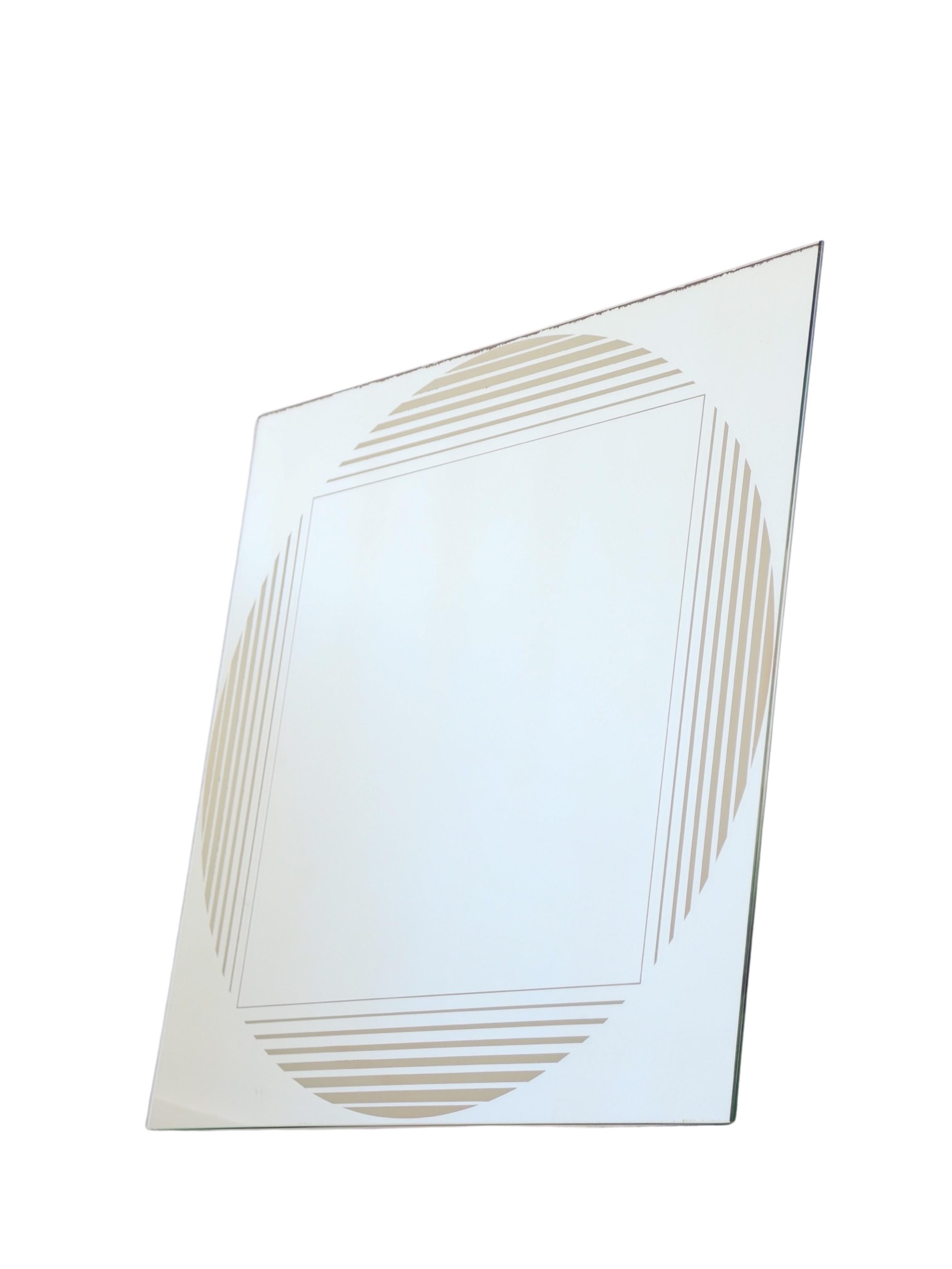 Mid Century Modern Gianni Celada for Fontana Arte Square Wall Mirror  In Good Condition For Sale In Byron Bay, NSW