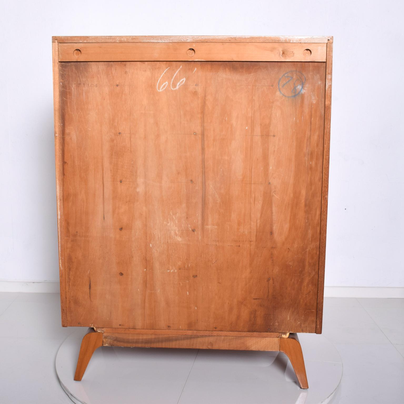 Gilbert Rohde Highboy Dresser Sweet Art Deco Sapele Wood & Lucite Pulls 1940s 1