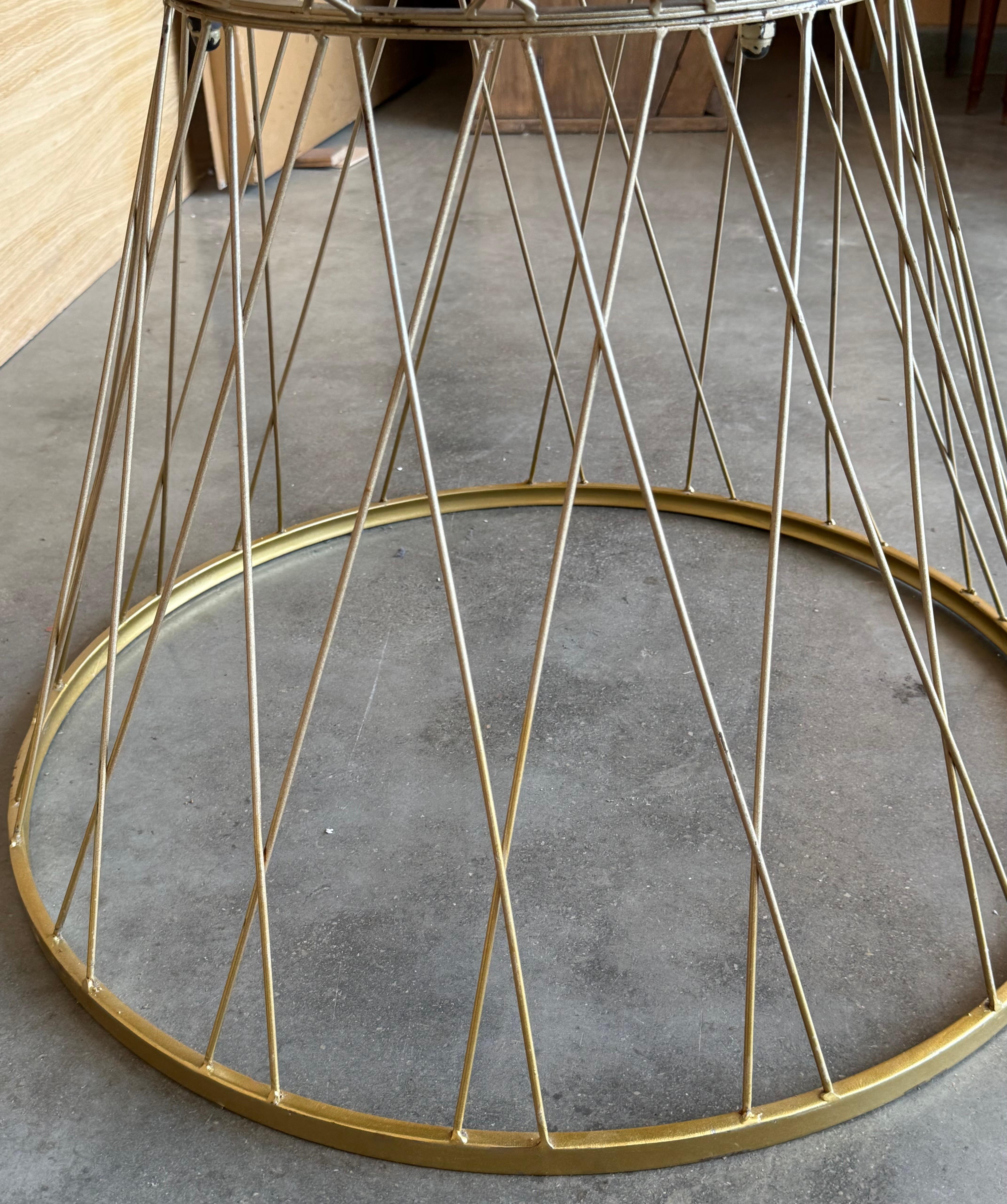 Mid Century Modern Gilded Allure Style Round Dining Table with Black Glass For Sale 4
