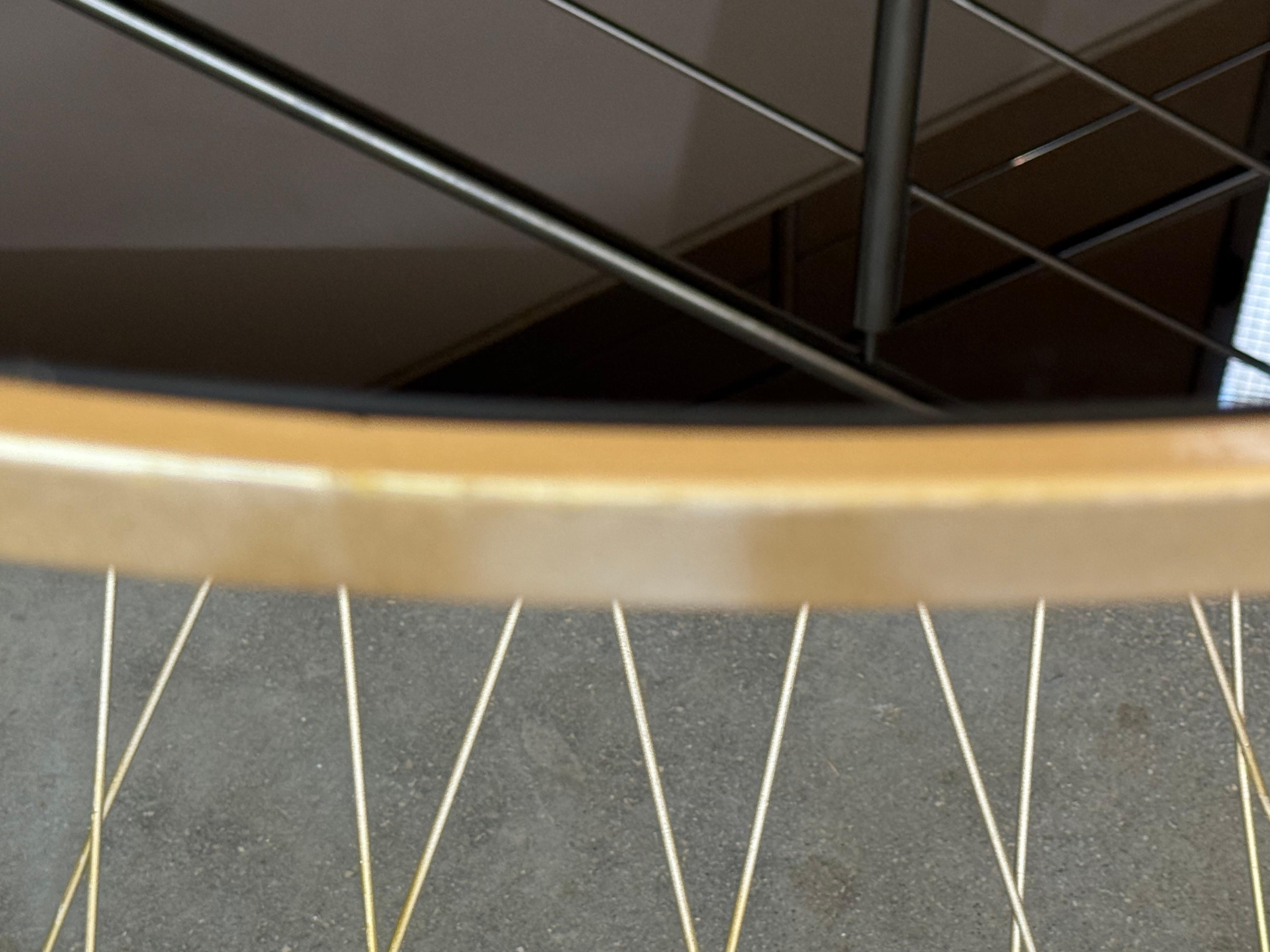 Mid Century Modern Gilded Allure Style Round Dining Table with Black Glass For Sale 2