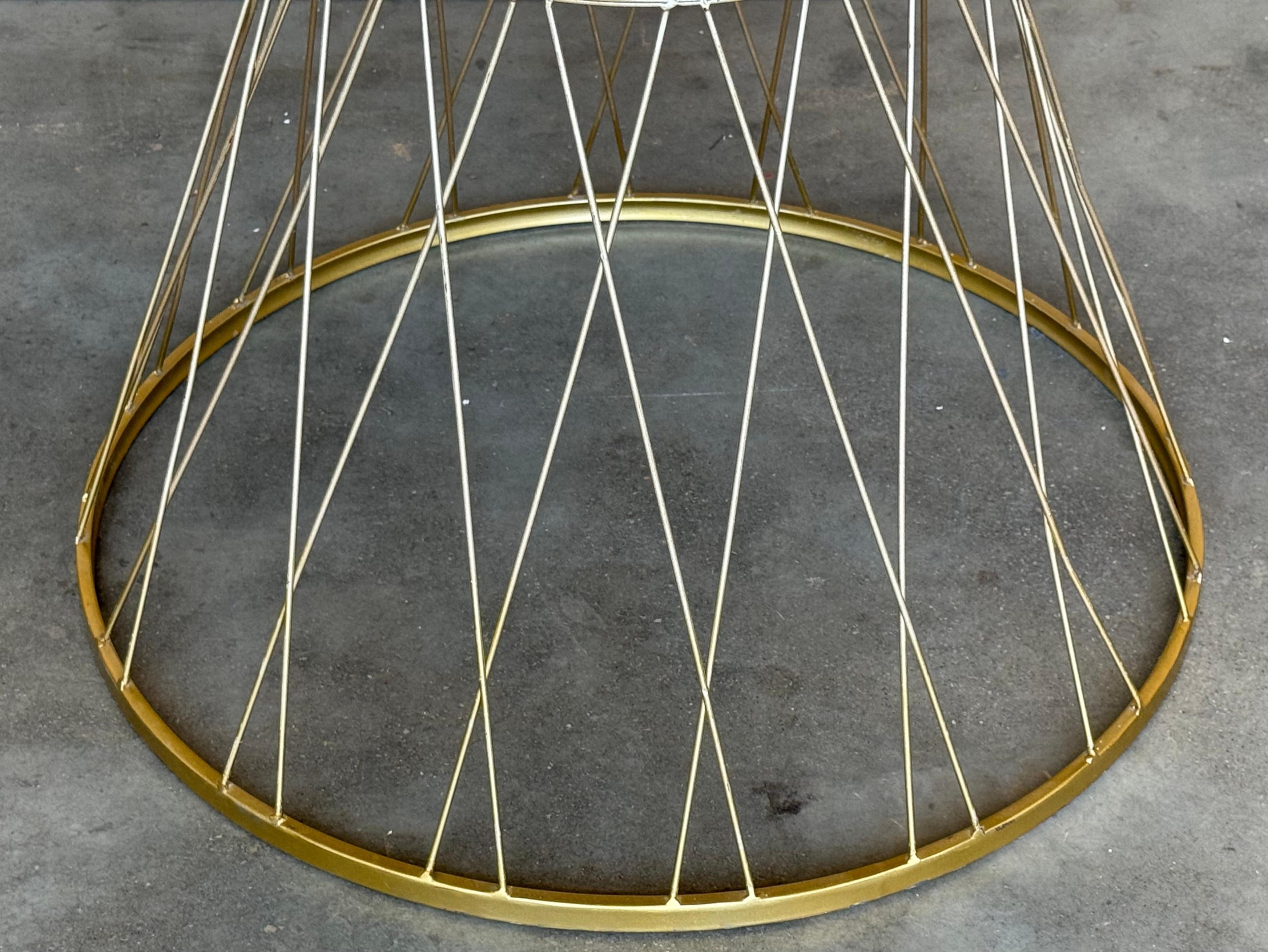 Mid Century Modern Gilded Allure Style Round Dining Table with Black Glass For Sale 3