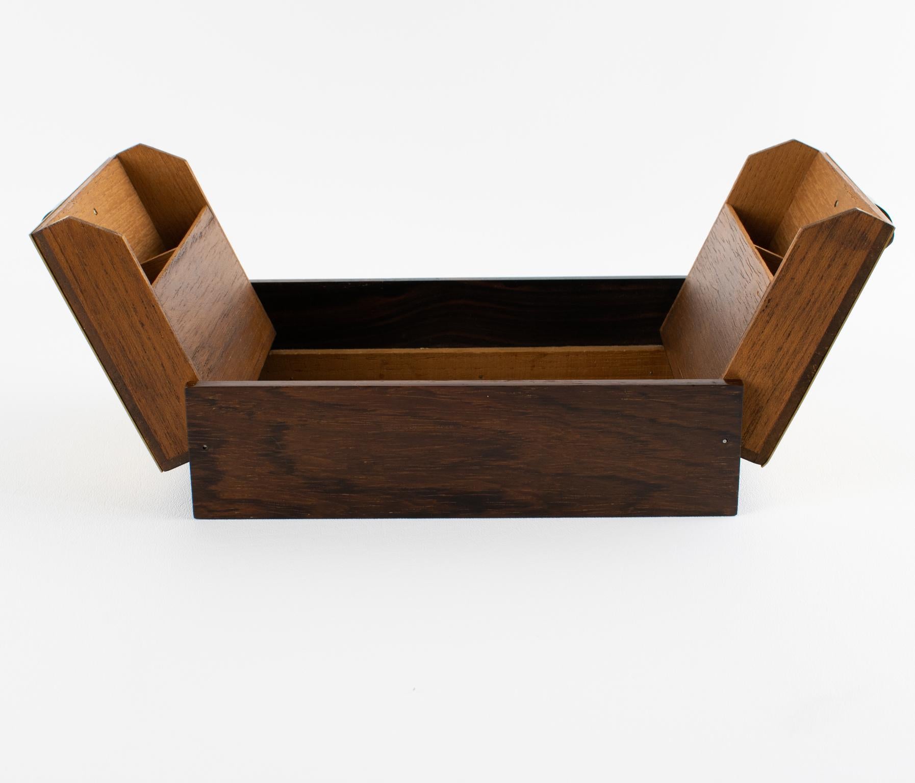 Mid Century Modern Vergoldetes Aluminium und Makassar Holz Box, um 1960 (Mitte des 20. Jahrhunderts) im Angebot