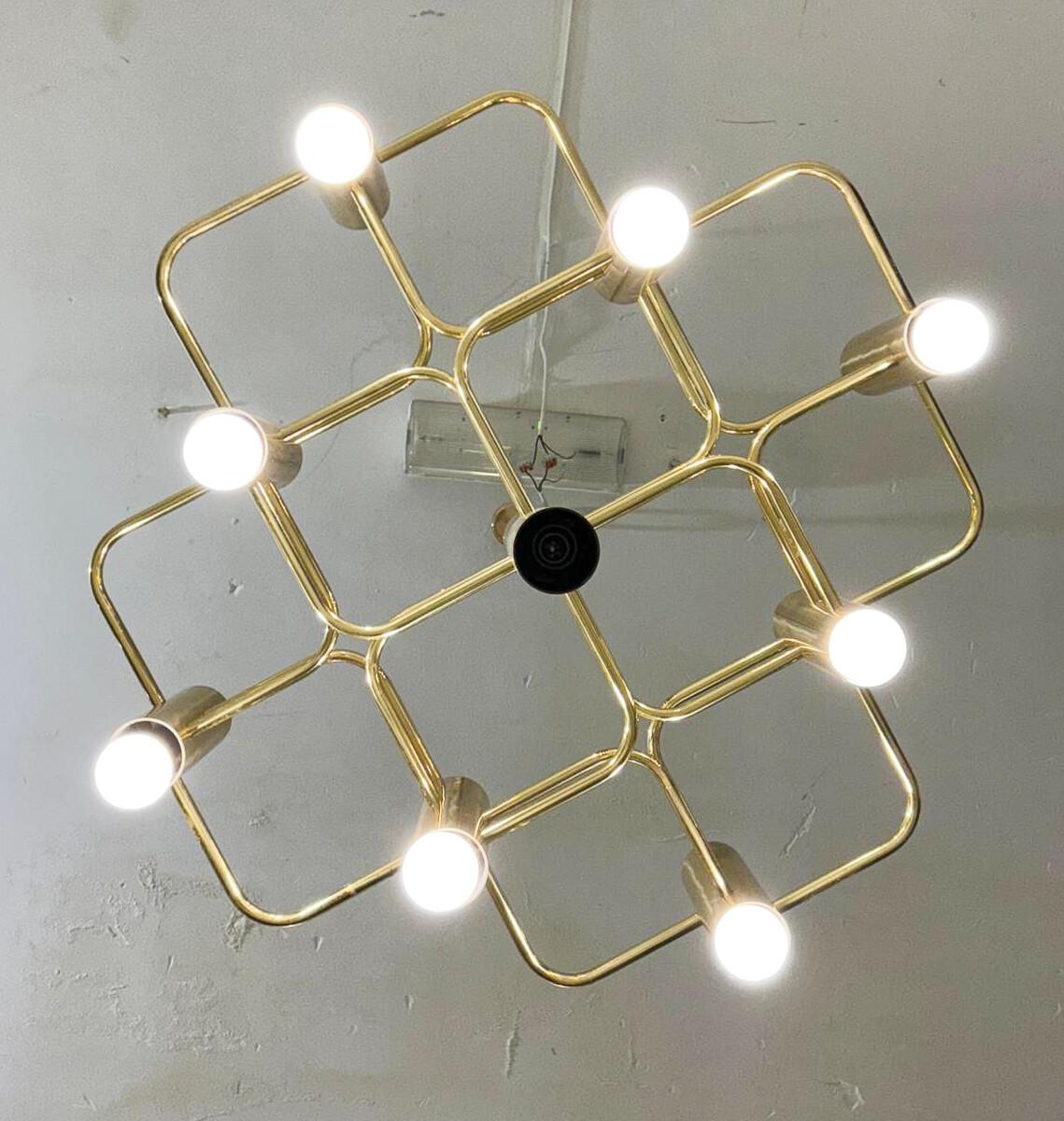 Italian Mid-Century Modern Gilded Brass Chandelier by Gaetano Sciolari for Boulanger