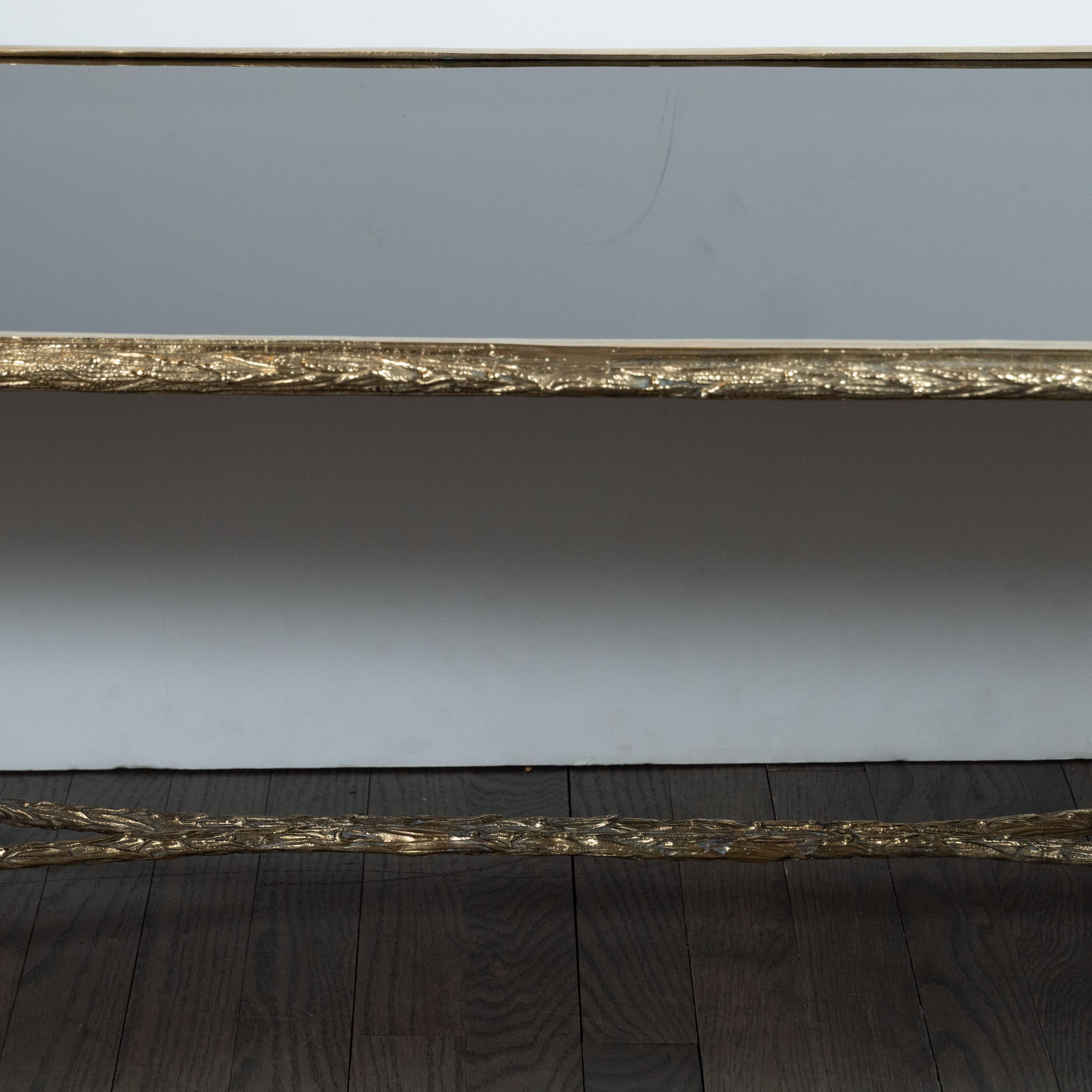 Mid-20th Century Mid-Century Modern Gilded Bronze and Black Vitrolite Cocktail Table by Bagues