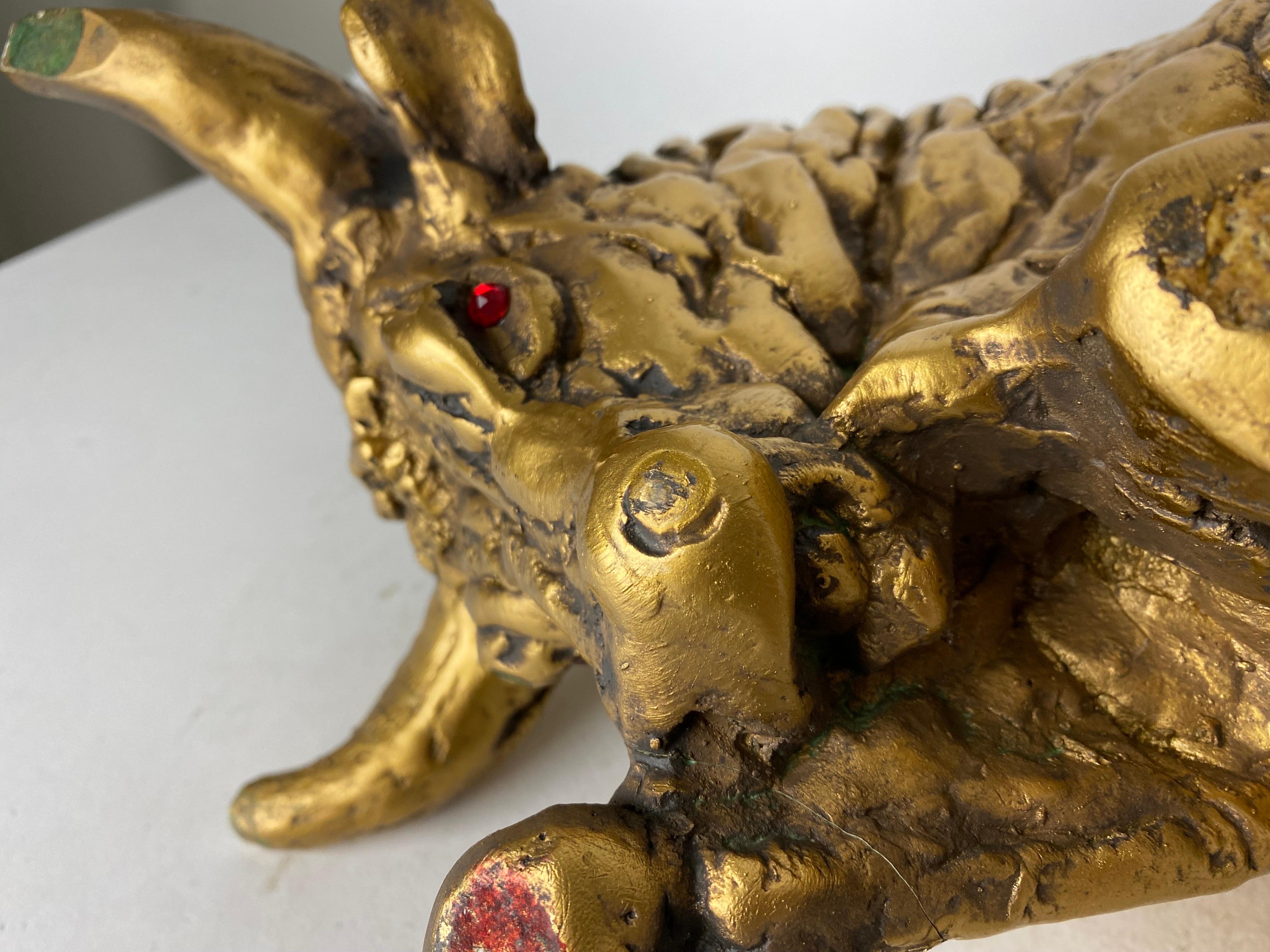 Sculpture de taureau en céramique dorée mi-siècle moderne en vente 3