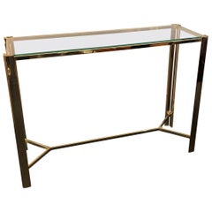 Mid-Century Modern Gilded Metal and Glass Italian Console, circa 1960