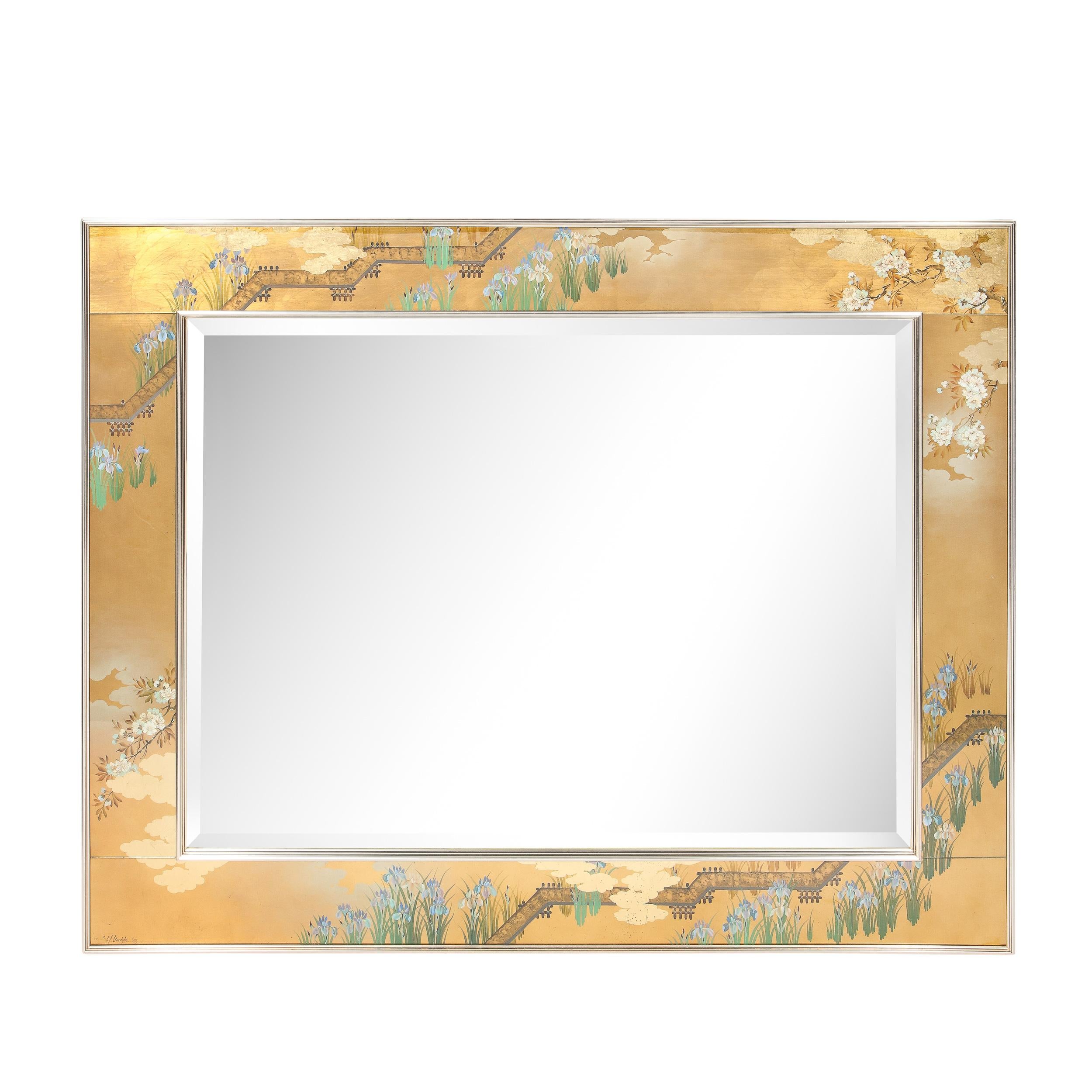 Mid Century Modern Gilded Neoclassical Chinoiserie Mirror Signed by La Barge In Excellent Condition In New York, NY