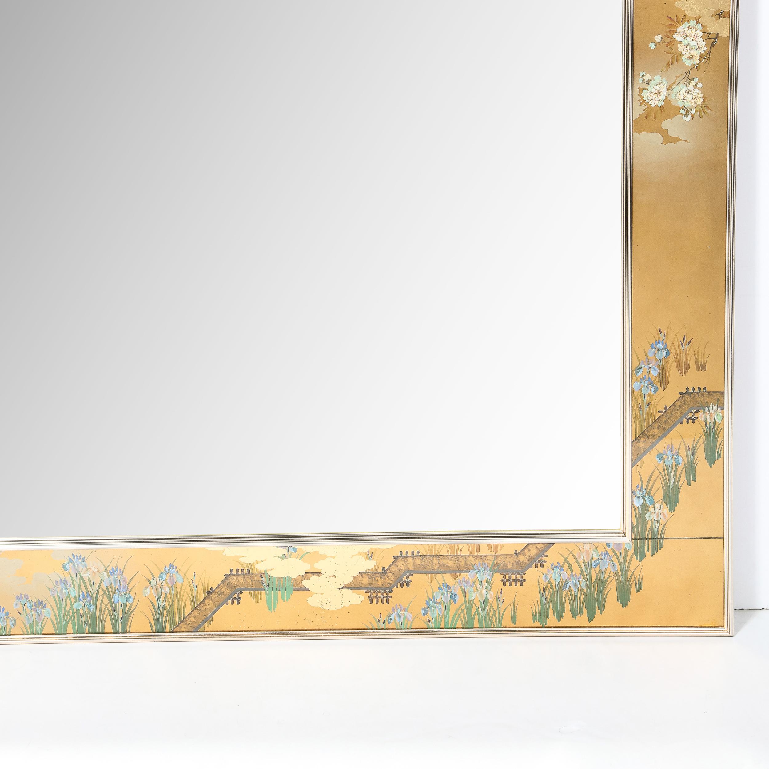 Gold Mid Century Modern Gilded Neoclassical Chinoiserie Mirror Signed by La Barge