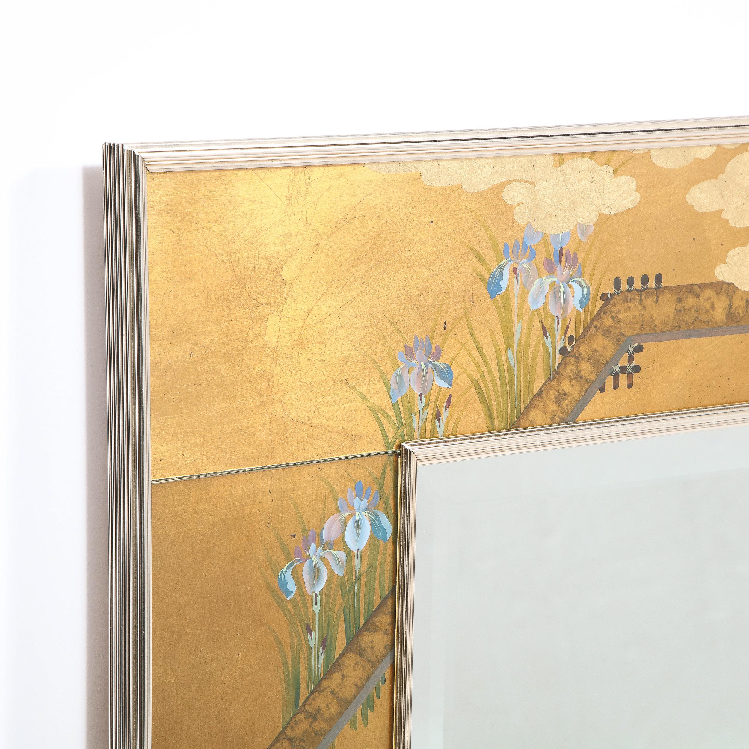 Mid Century Modern Gilded Neoclassical Chinoiserie Mirror Signed by La Barge 2