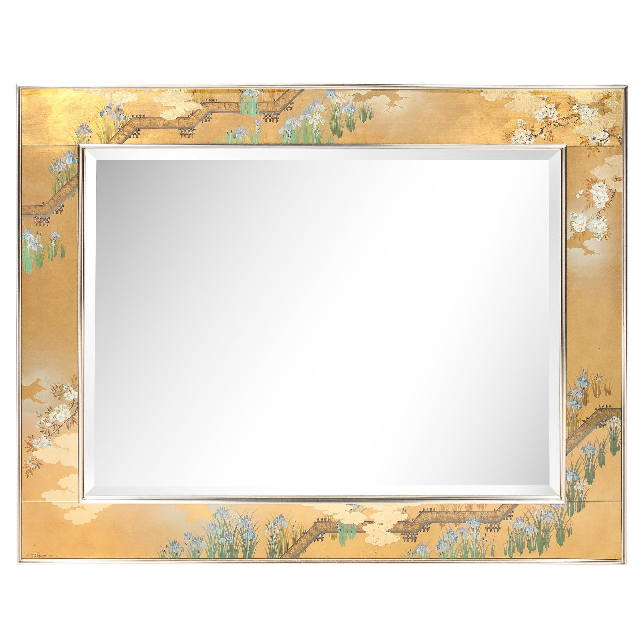 Mid Century Modern Gilded Neoclassical Chinoiserie Mirror Signed by La Barge